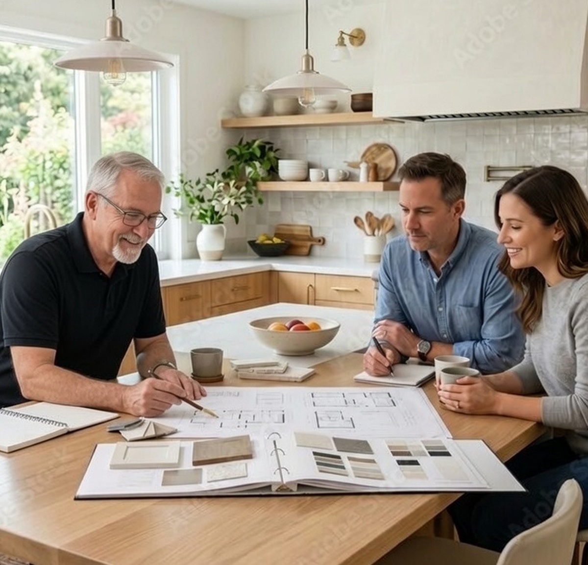 Remodeling team discussing a project