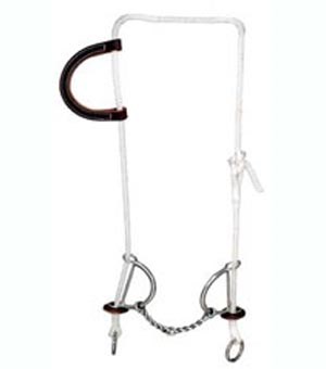 Weaver Gag Bit Headstall with Rope Cheeks and Smooth Bit