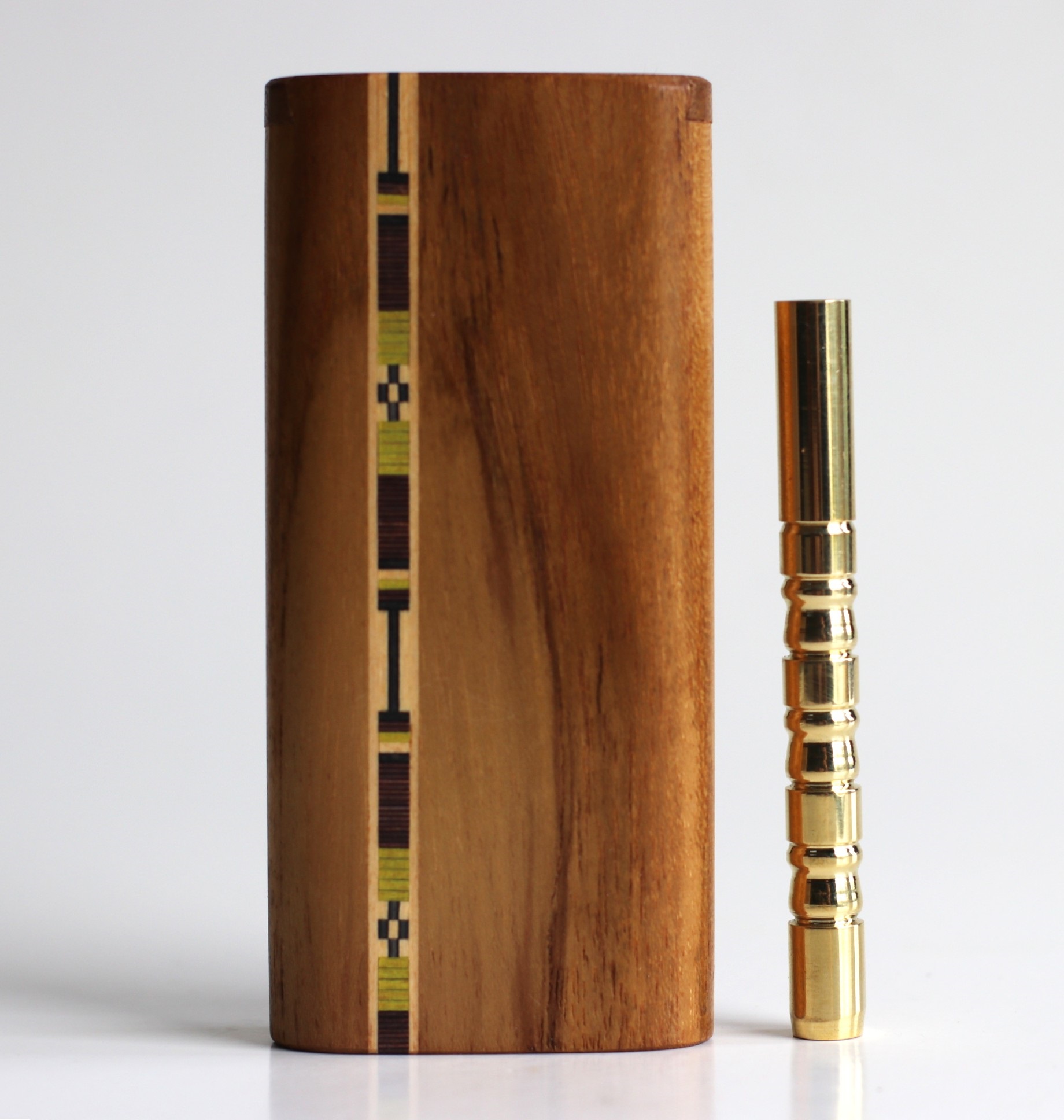 One of a Kind Teak Wood Dugout & One Hitter-Inlay Design