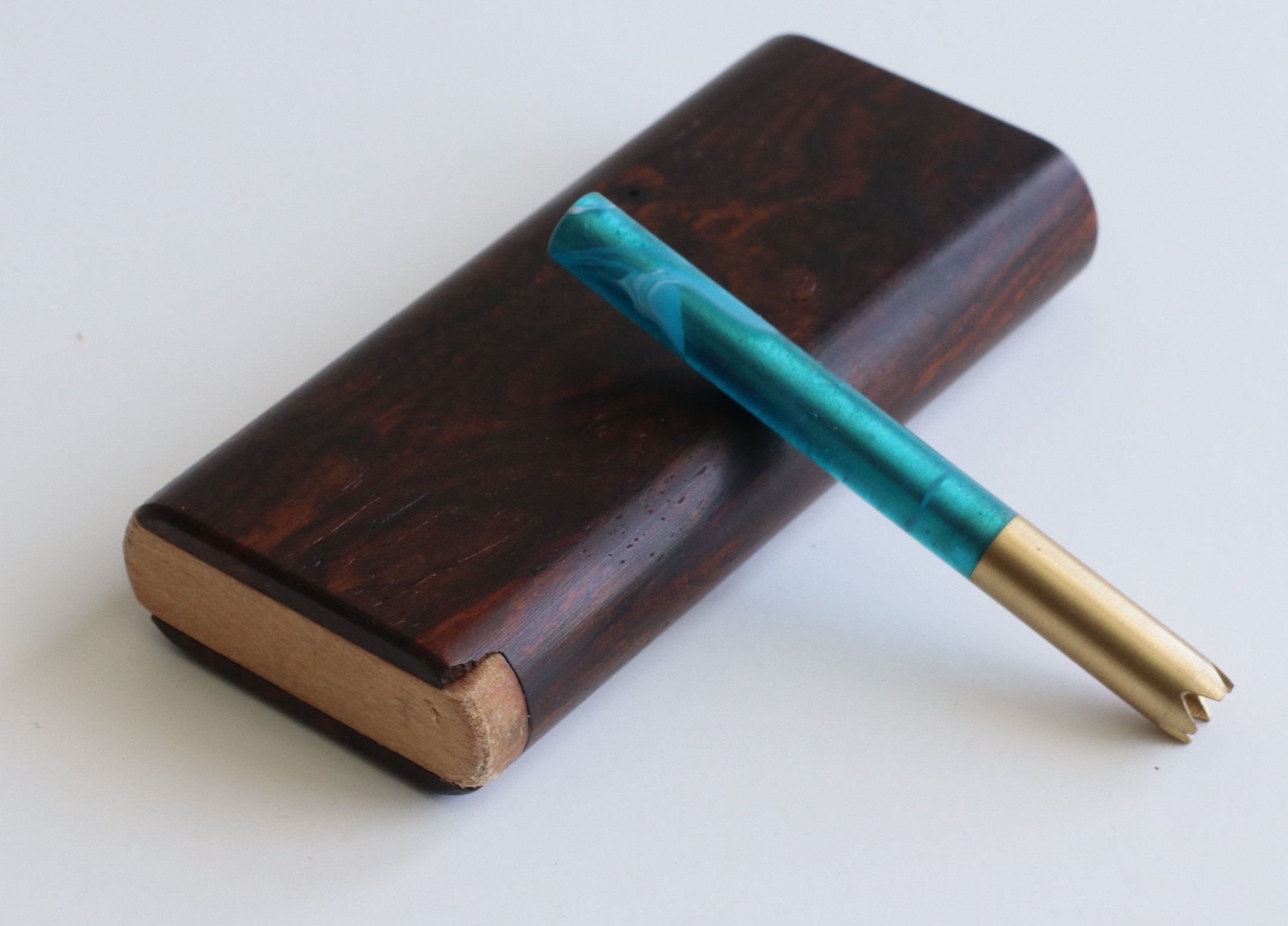 Cocobolo Slider Lid Dugout & One Hitter-Classy Handcrafted American Stash Box
