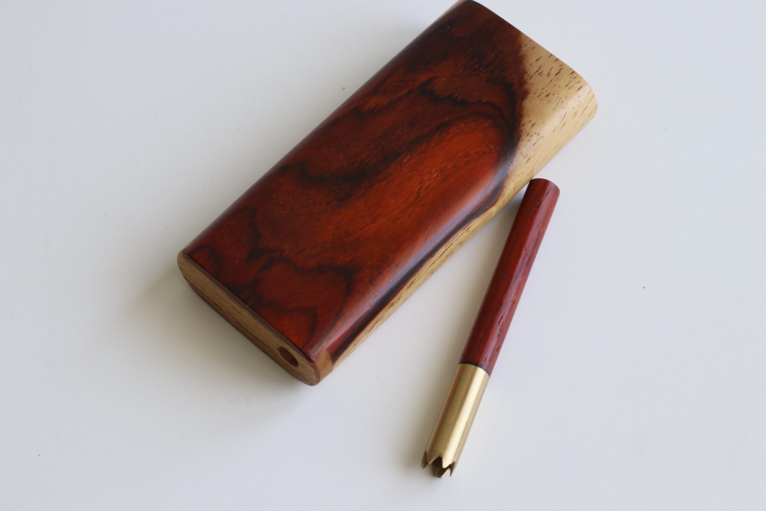 Cocobolo Slider Lid Dugout & One Hitter-Classy Handcrafted American Stash Box