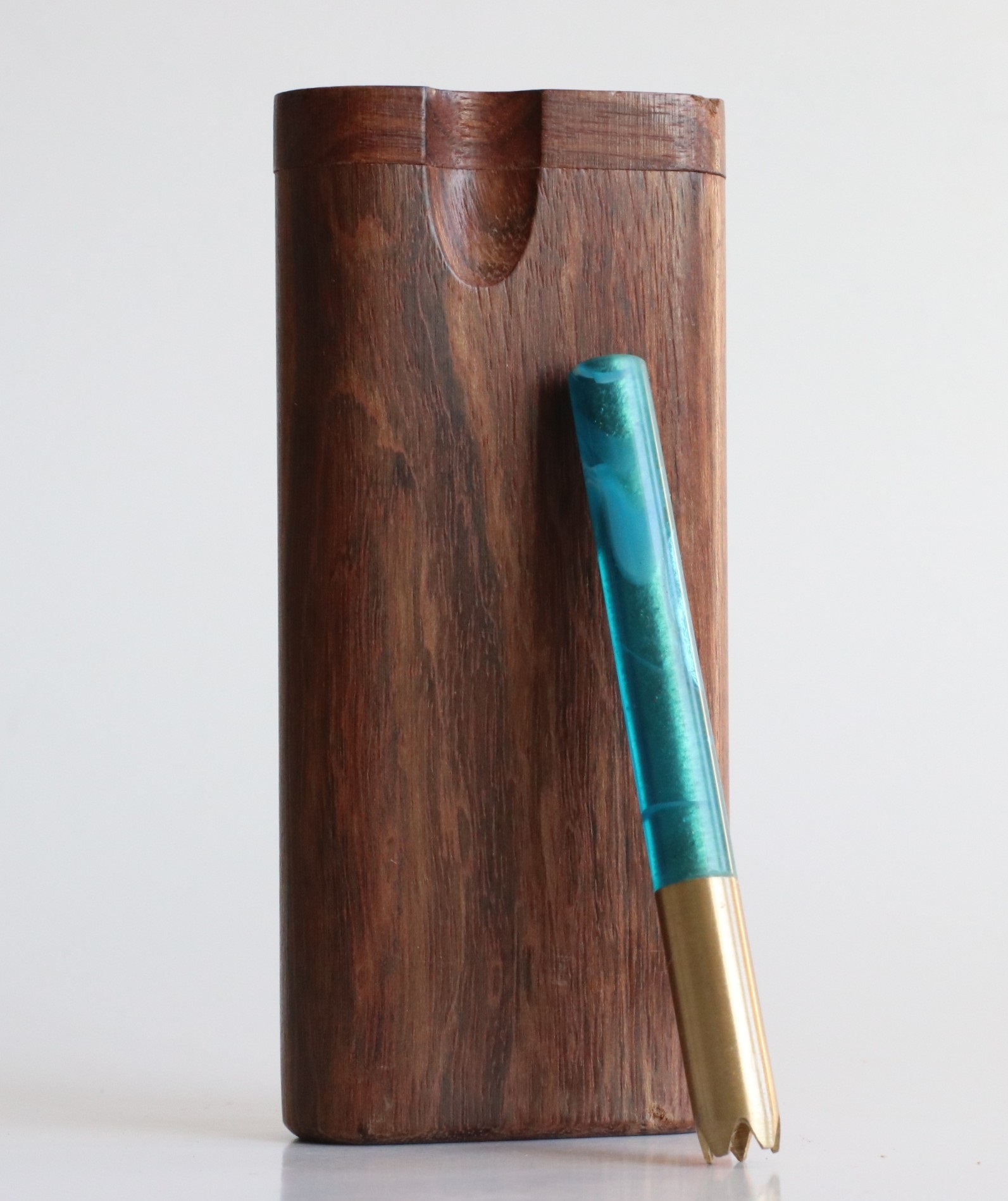 Caribbean Rosewood Swivel Lid Dugout & One Hitter-Classy Handcrafted American Stash Box