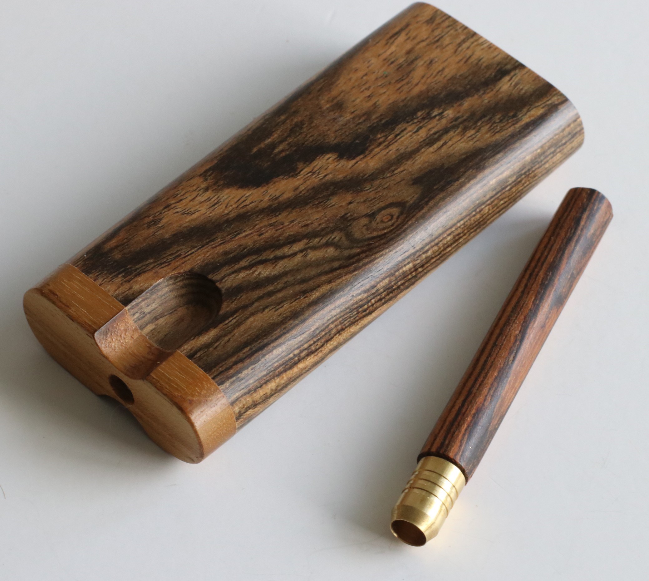 One of a Kind Bocote Swivel Lid Dugout & One Hitter Pipe