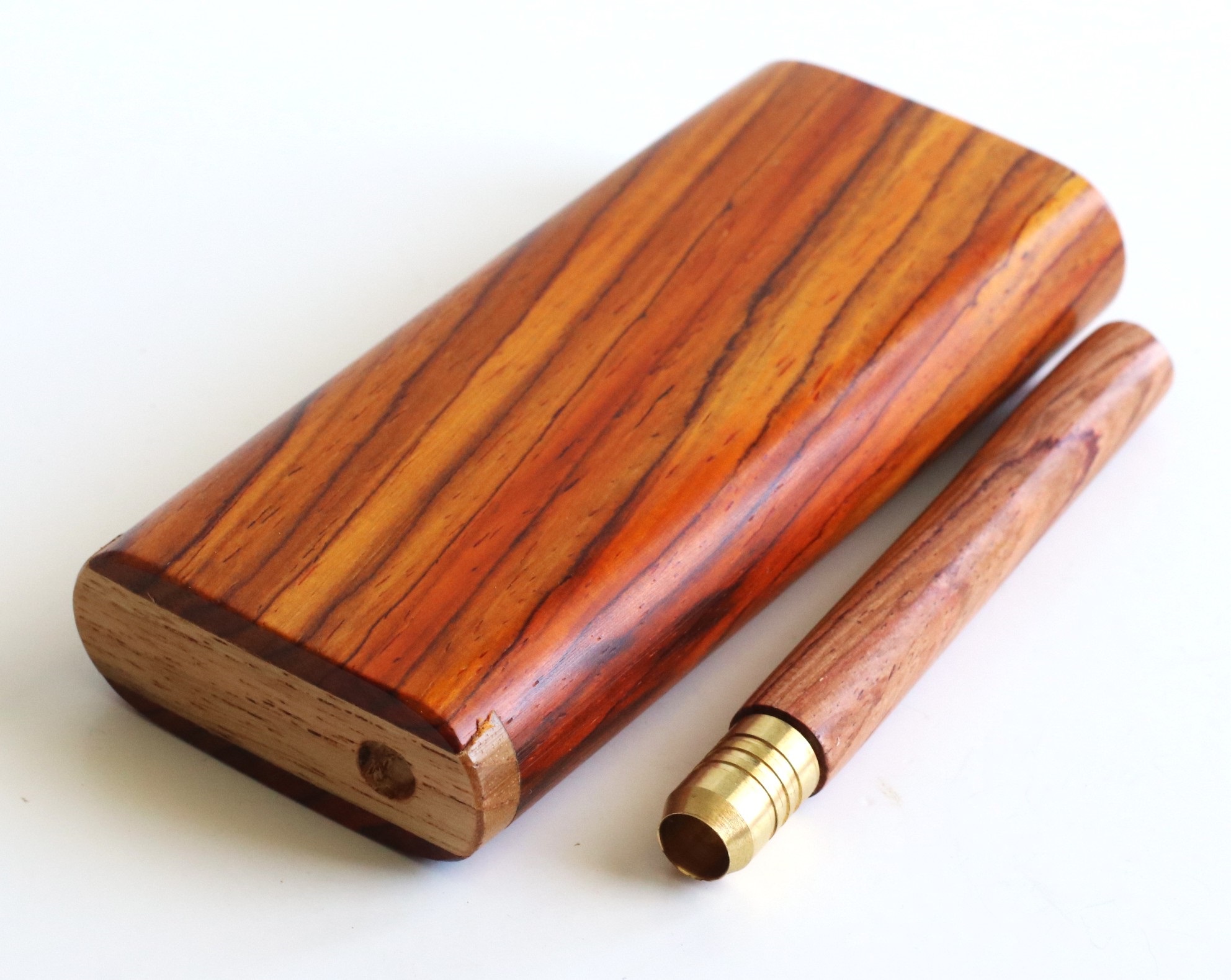 Cocobolo Slider Lid Dugout & One Hitter-Classy Handcrafted American Stash Box