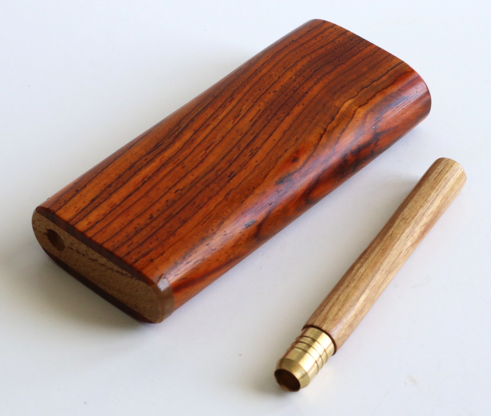 Cocobolo Slider Lid Dugout & One Hitter-Classy Handcrafted American Stash Box
