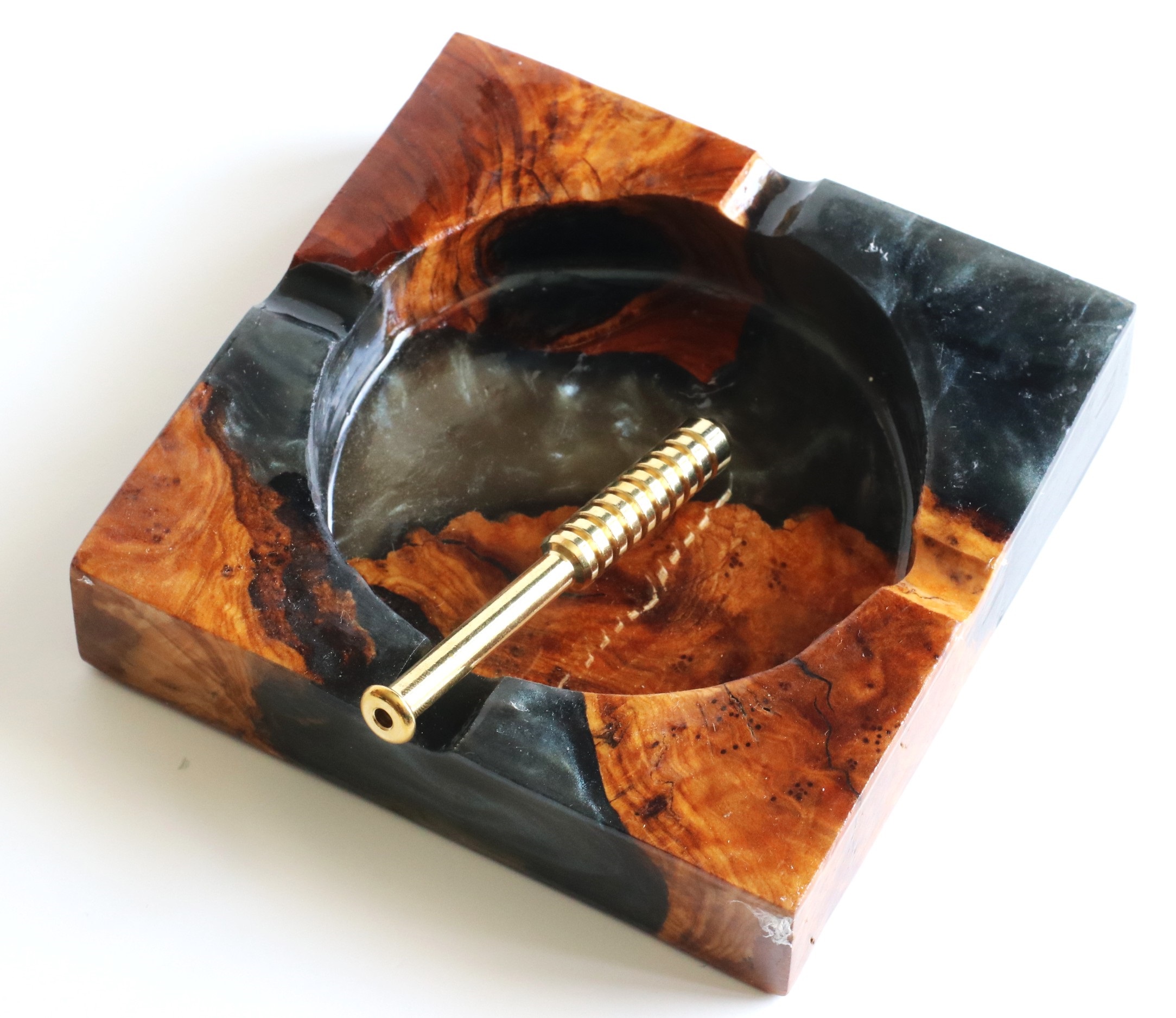 Olive Wood Ashtray-Tunisian Art Piece-World Class Gift