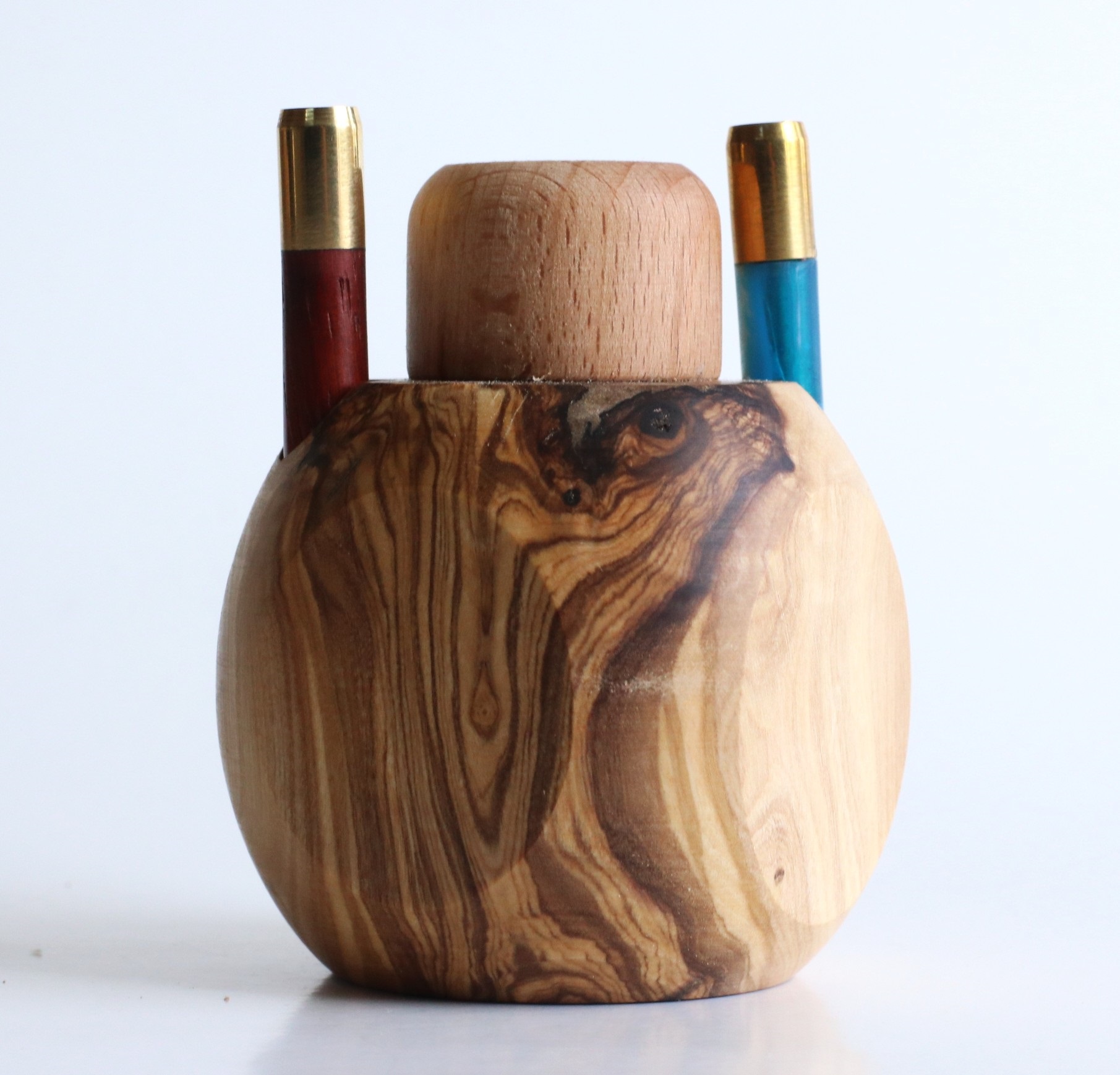 Olive Wood Tabletop Dugout- One Hitter Stash Box- Smoker’s Gift-Apple Shaped Dugout