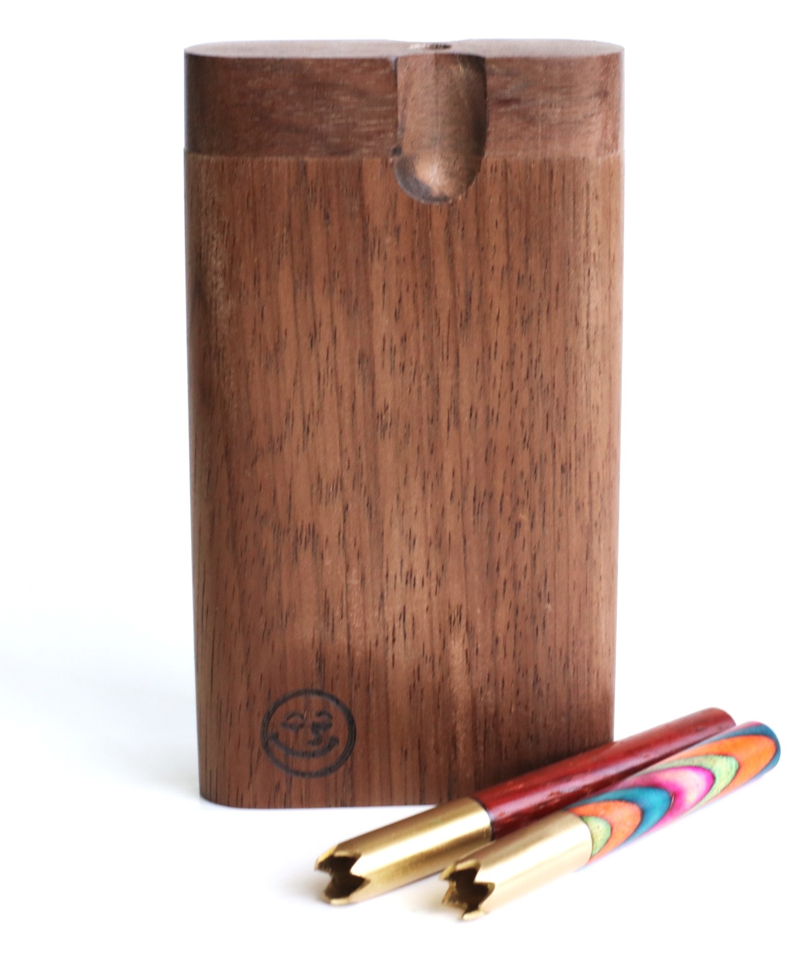4" Walnut Double Hitter Dugout & Glass Pipe-American Crafted Dugout