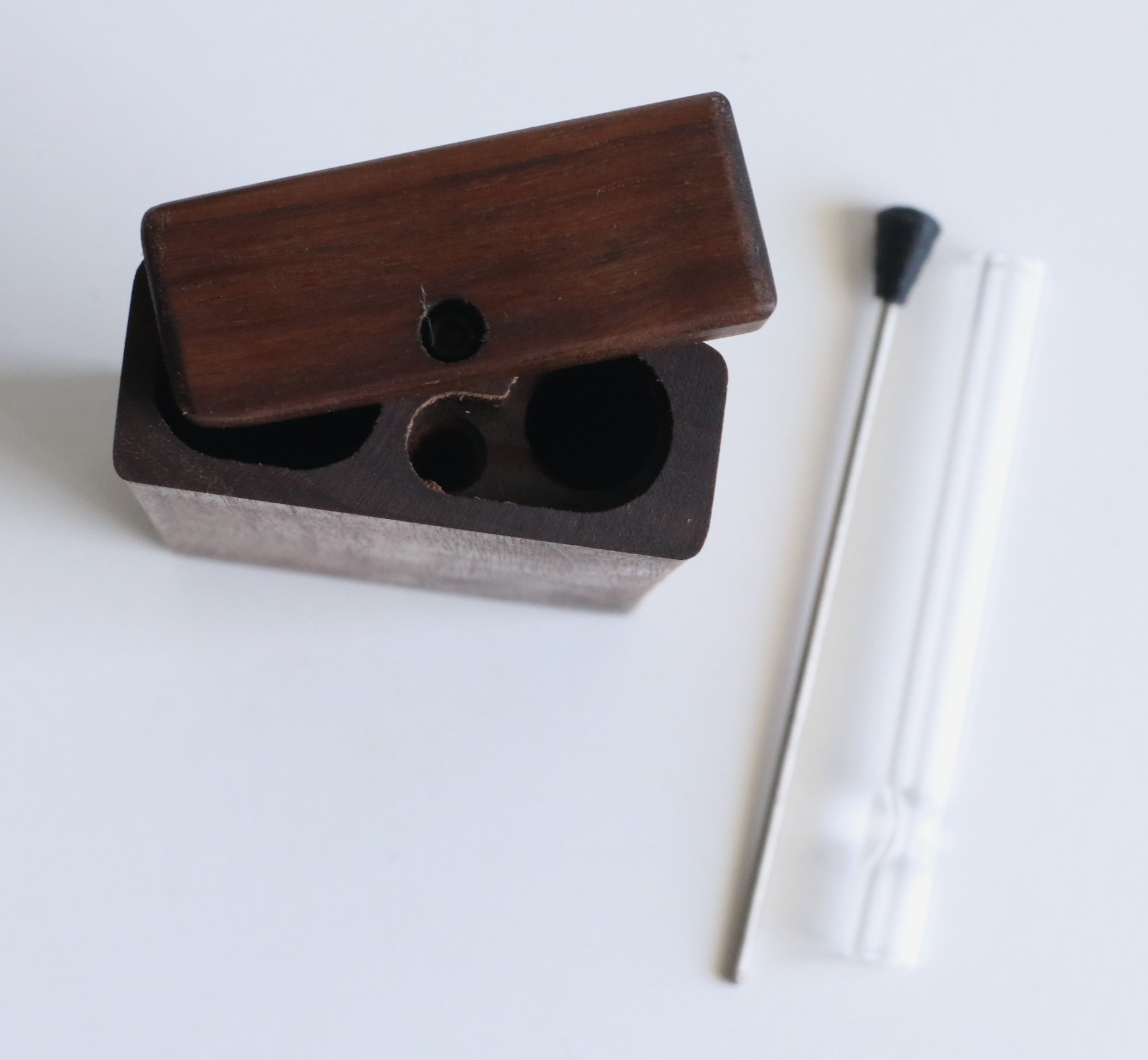 4" Walnut Wood Dugout-Premium Stash Box with One Hitter & Stash Cleaner