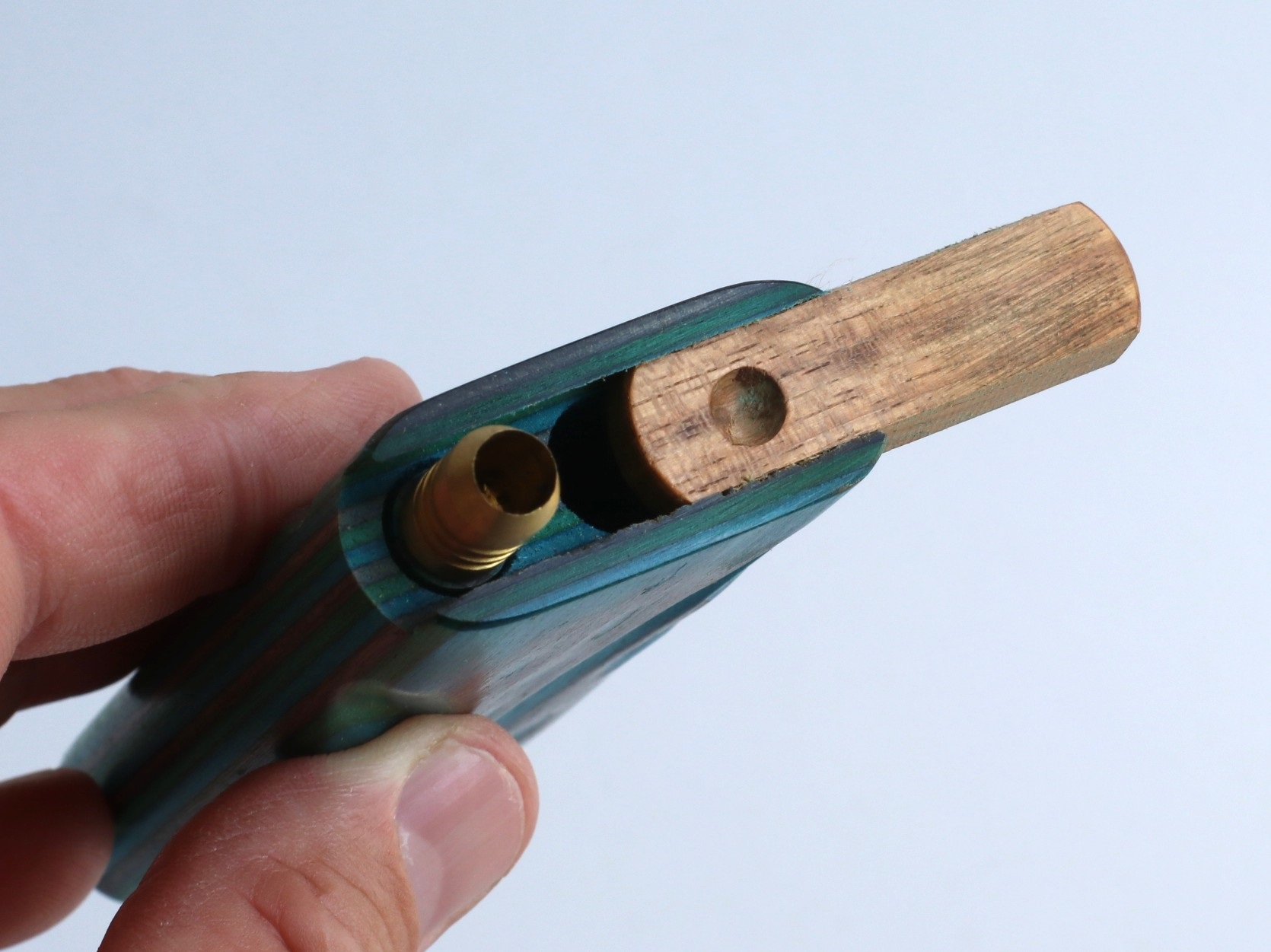 4" Blue Etched Slider Lid Dugout & One Hitter-One of a Kind American Made Dugouts