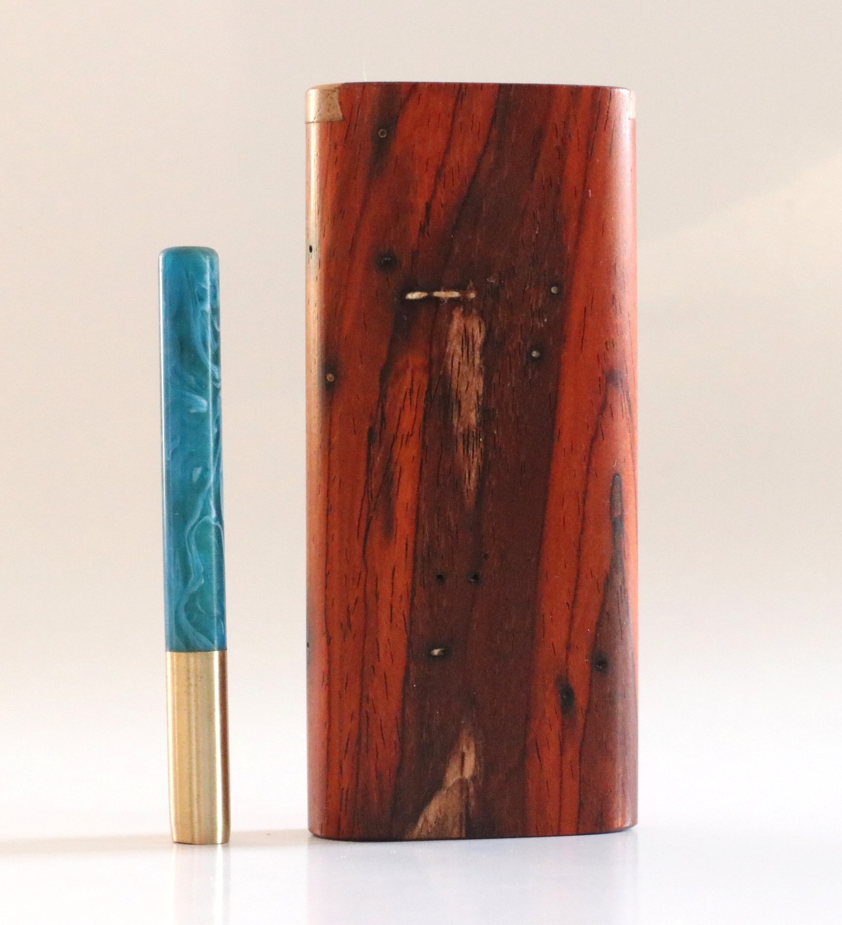 Cocobolo Slider Lid Dugout & One Hitter-Classy Handcrafted American Stash Box