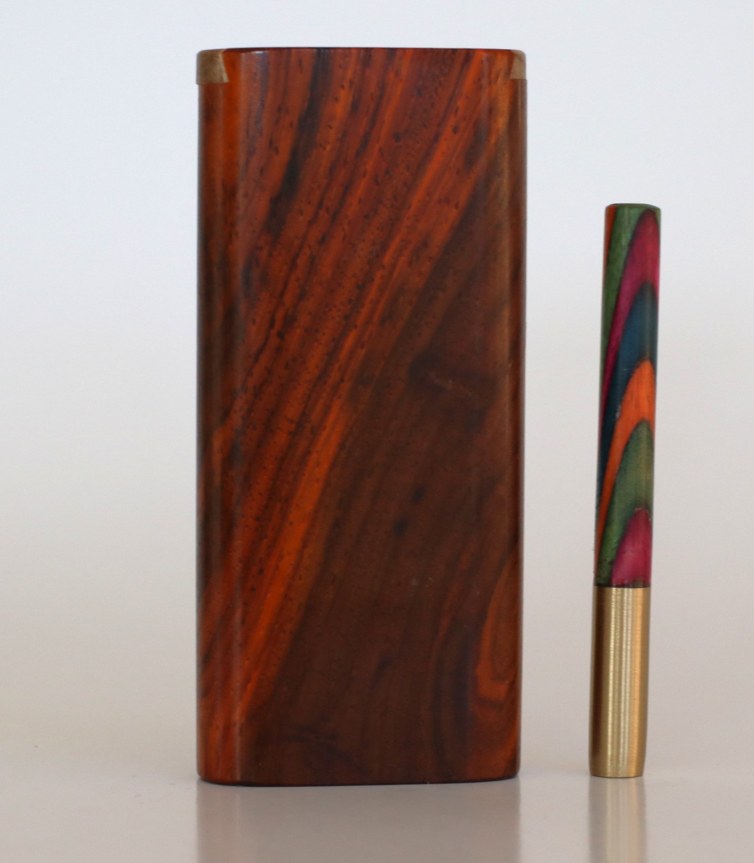 Cocobolo Slider Lid Dugout & One Hitter-Classy Handcrafted American Stash Box