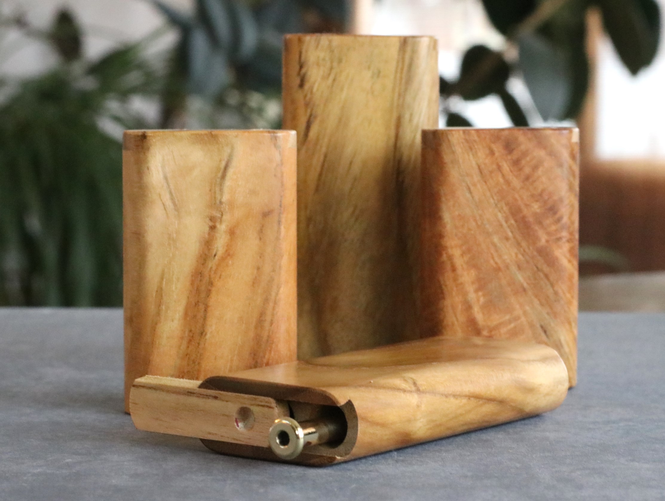 Teak Slider Lid Dugouts & One Hitter Pipe- American Handcrafted Stash Box - Wood Dugout & One Hitter Pipe
