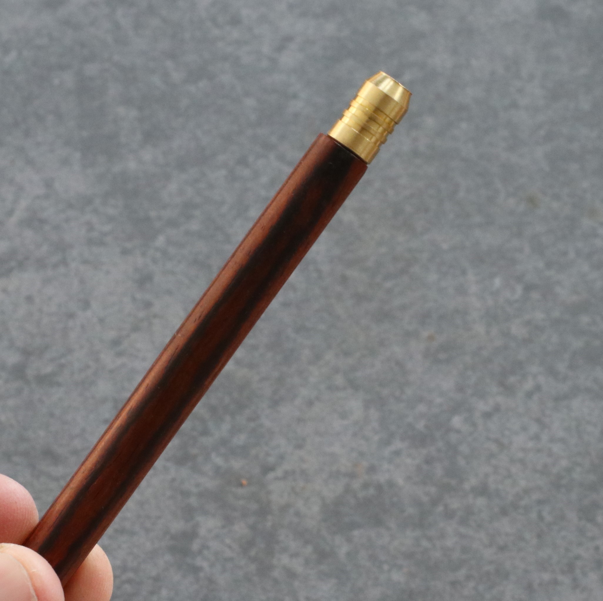 4" Exotic Wood One Hitter Pipes-Crafted Hardwood pipe with brass bowl
