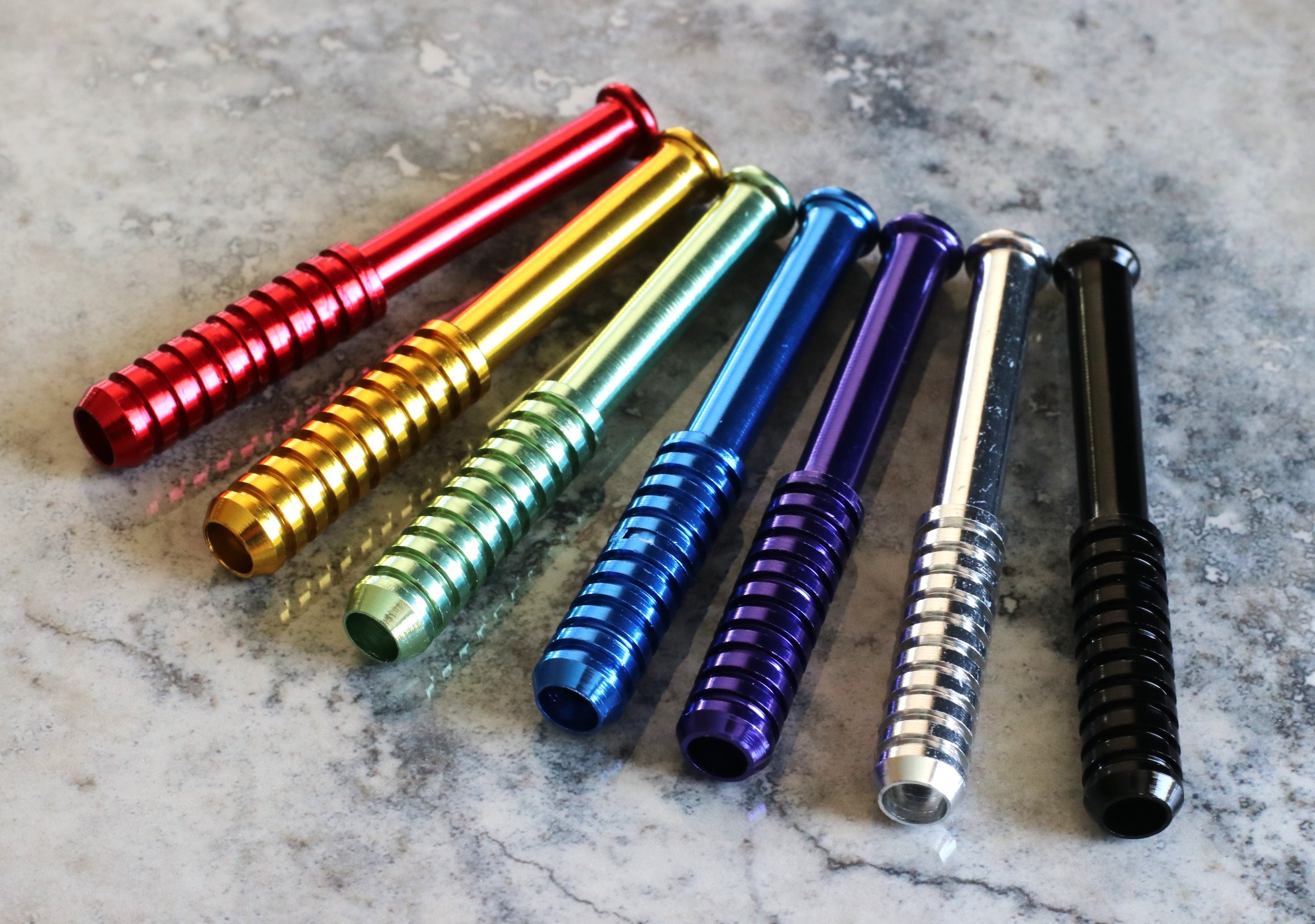 3" Color Ribbed One Hitter Pipes-Designed for 4" Dugouts-Multiple Colors - Ribbed Metal Pipe