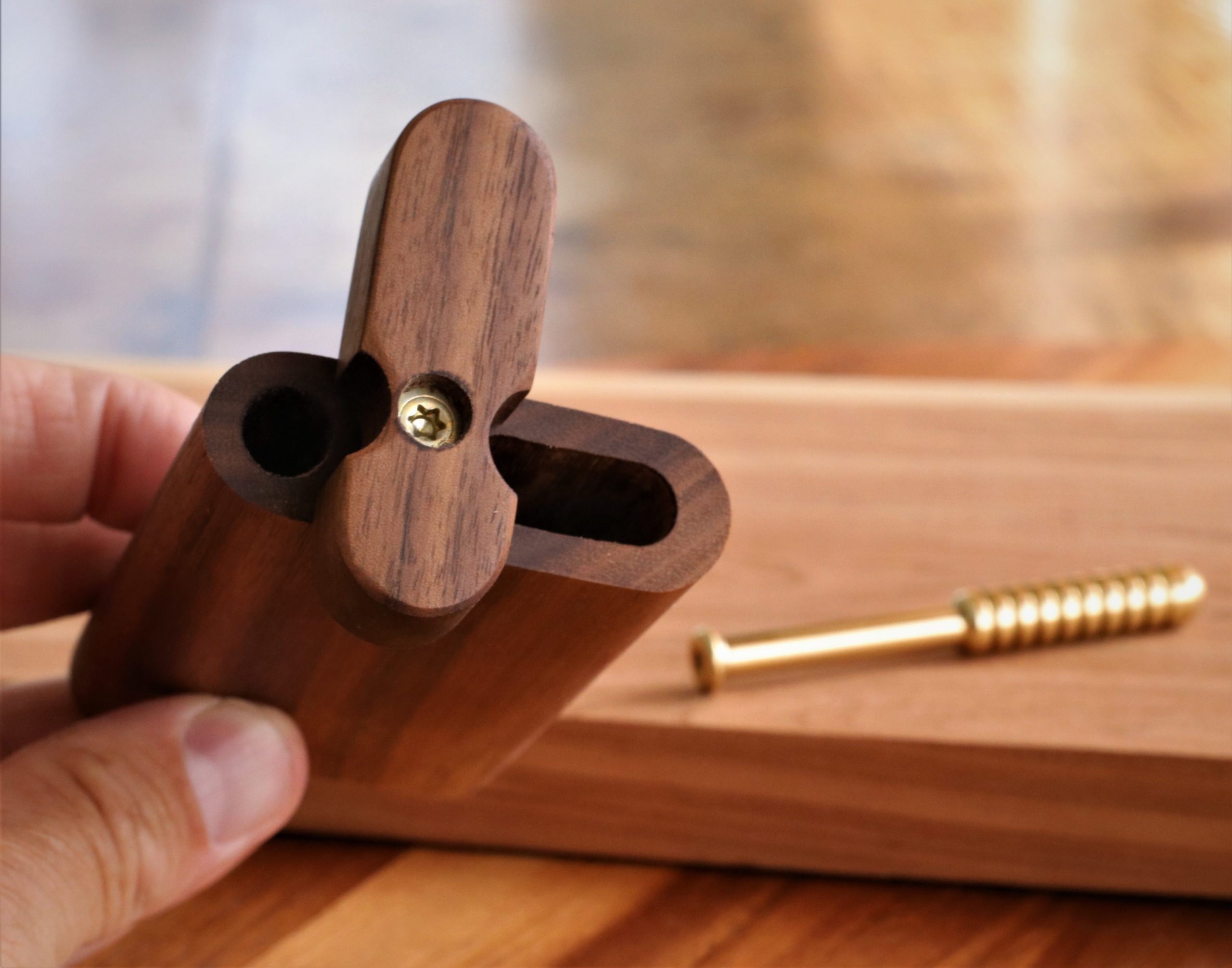 4" Black Walnut Dugout & Brass One Hitter-American Crafted Stash Box - Walnut Dugout & One Hitter by PRO 420