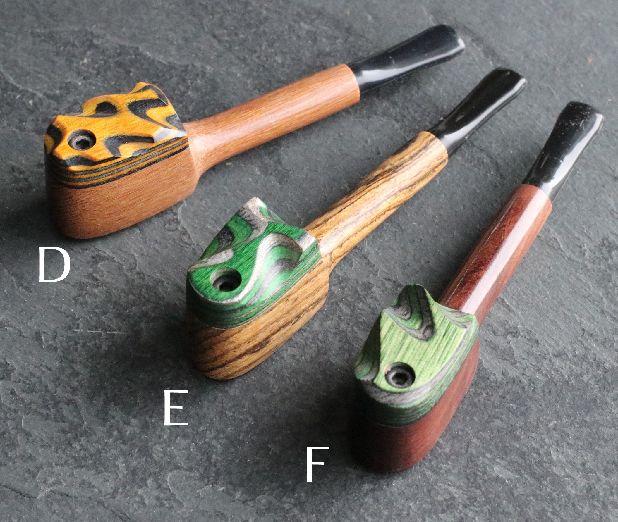 4" Swivel Lid Wood Pipe-DC1 COLOR ETCH LID-Handcrafted American Smoking Pipe - Exotic Wood Pipe