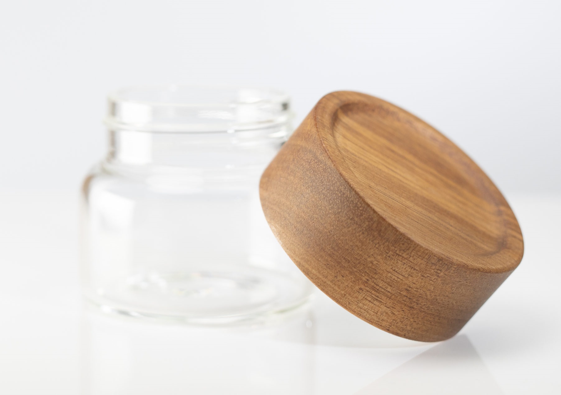 Glass Stash Jar with Bamboo Lid- Flat Top-Smell Proof Jar for Herbs & Spices