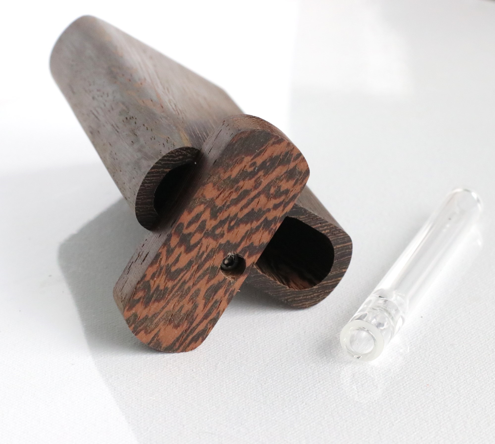 4" Wenge Wood Dugout- by Futo- Premier Stash Box with One Hitter & Stash Cleaner - Wenge Wood Dugout