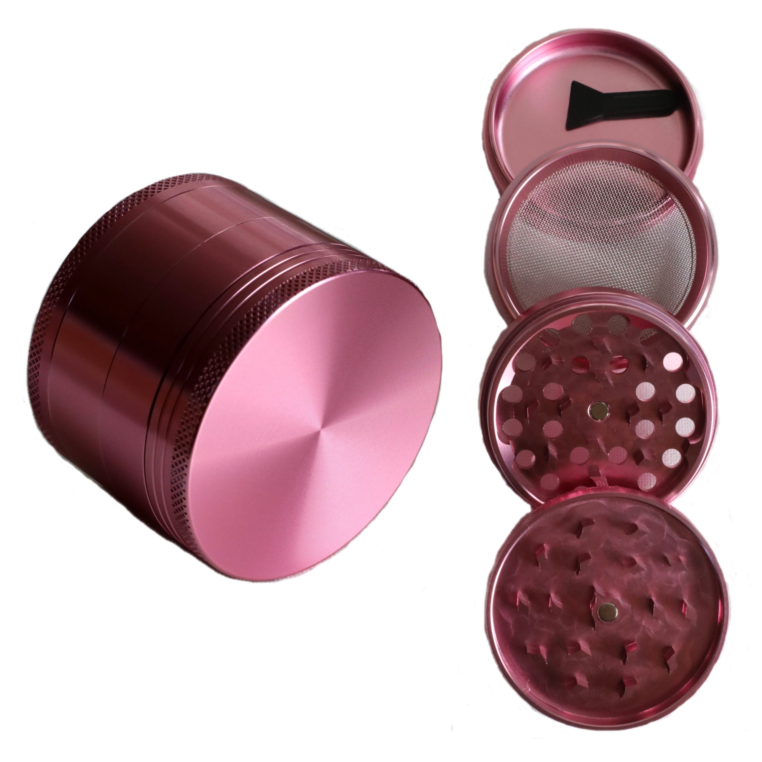 PRO 420 Pink Gift Pack- Herb Grinder & Glass Pipe-Great Gift for Smokers - Pink Herb Grinder