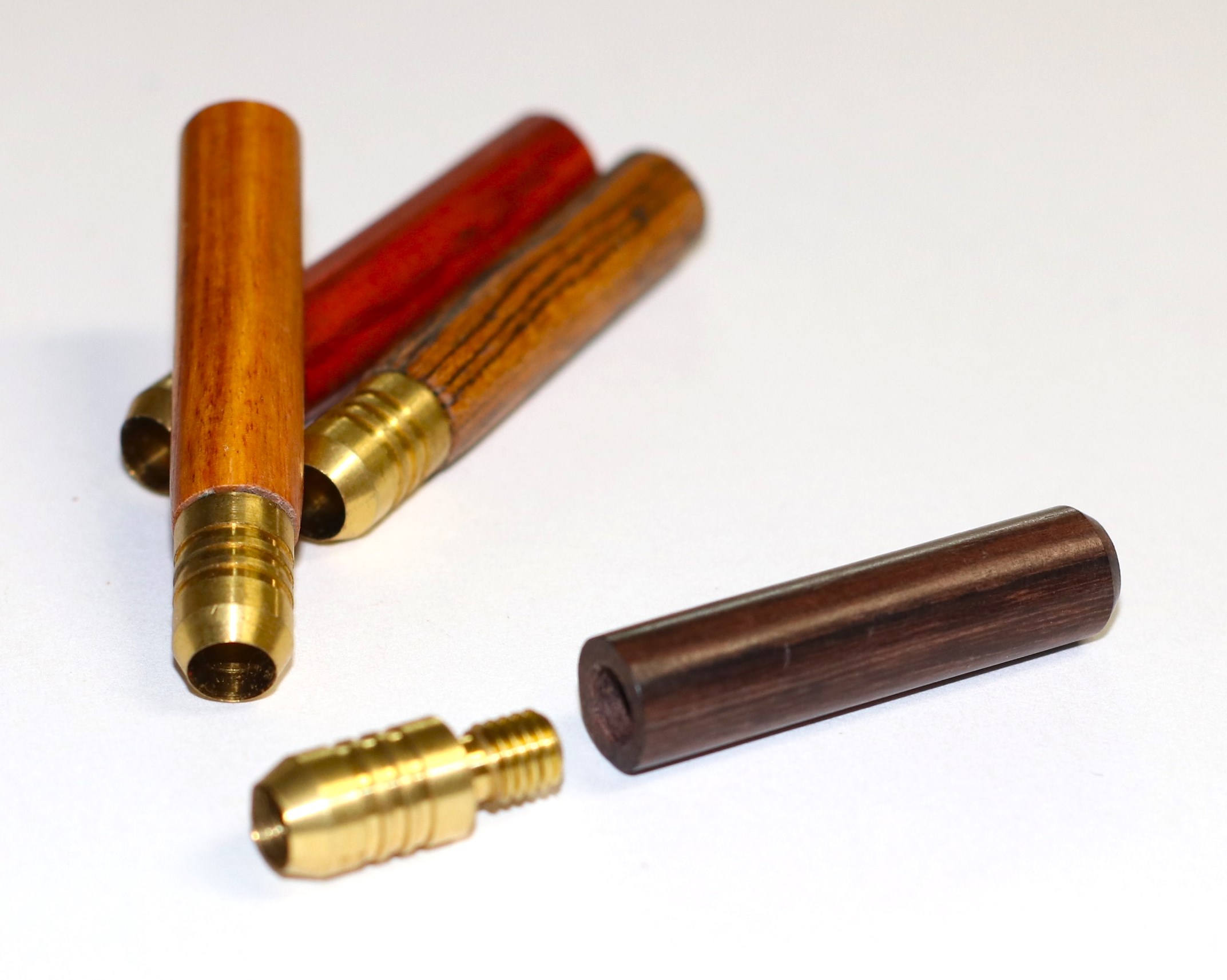 2" Exotic Wood One Hitter Pipes- Crafted Hardwood pipe with Brass Bowl