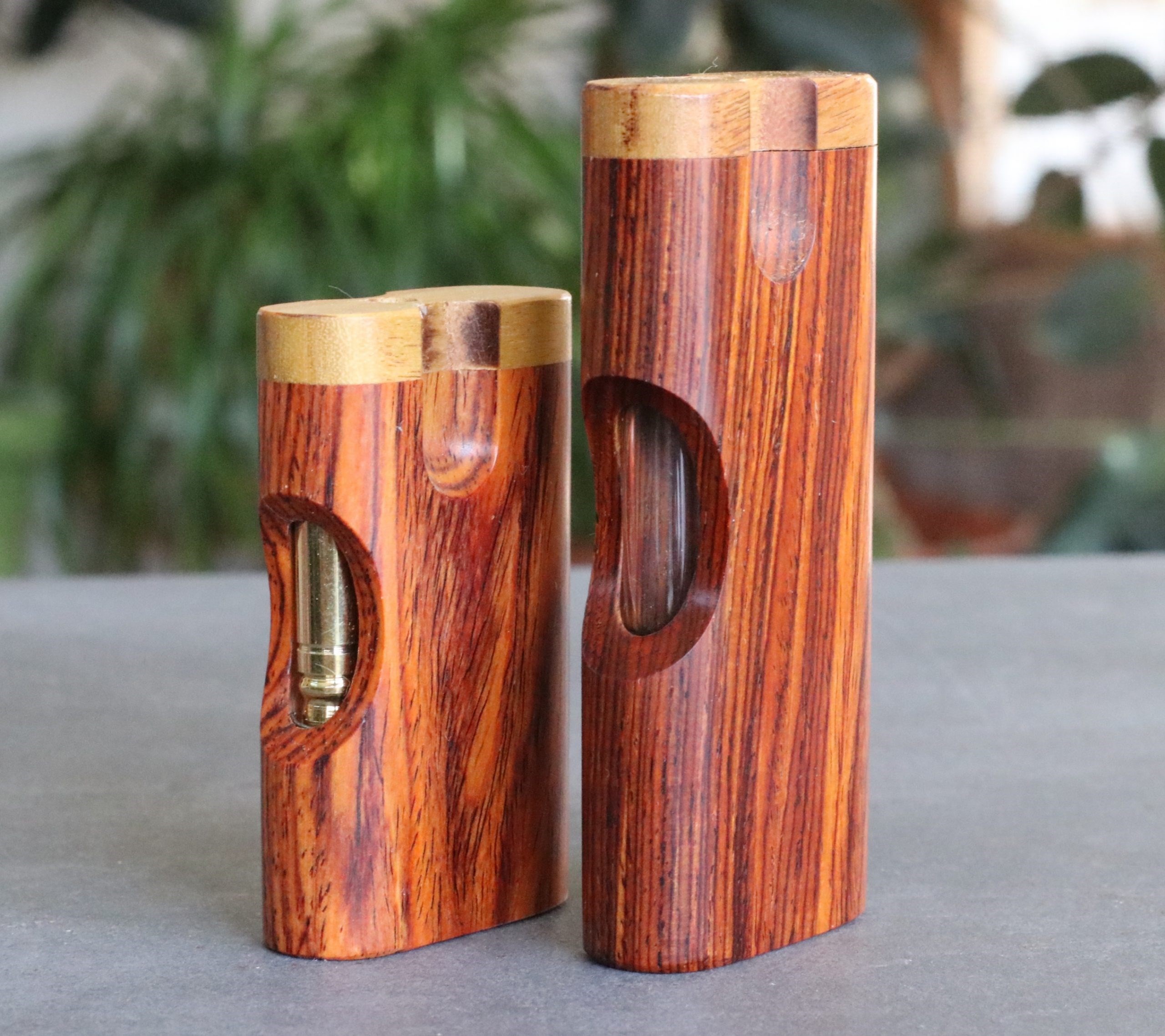 Cocobolo Cutaway Dugout with One Hitter Bat-Stylish Smoking Stash Box - Cutaway Cocobolo Dugout