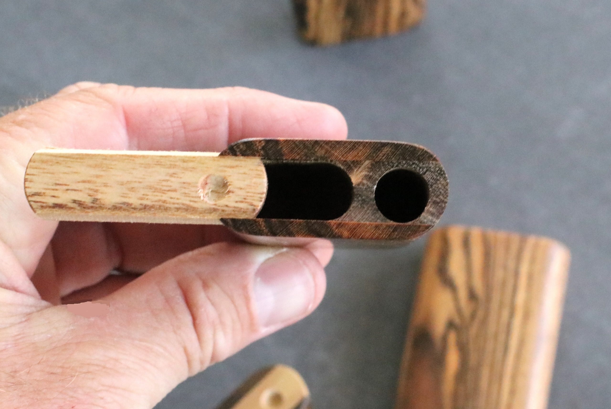 Bocote Wood Slider Lid Dugouts with Quality One Hitter Pipes - Mahogany Slider Lid Dugout