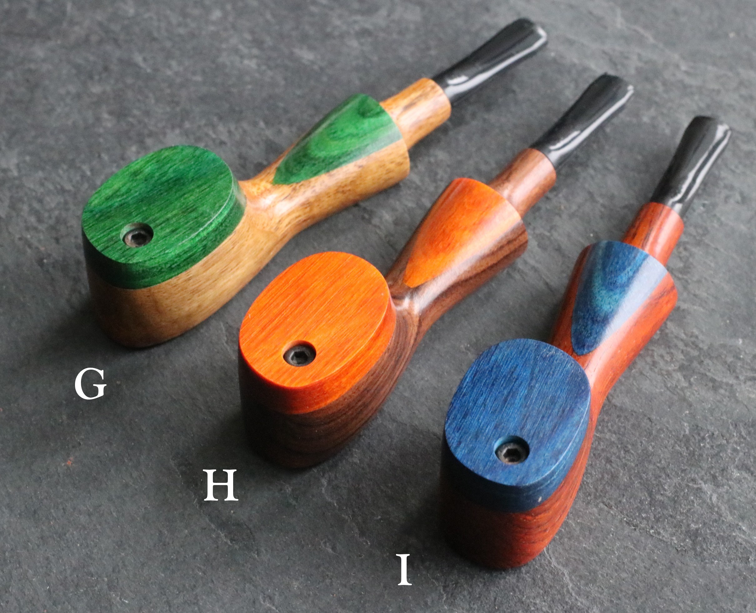 Colorful Exotic Wood Pipes with Swivel Lid- G3 COLOR ETCH BODY- Handcrafted American Pipes - Exotic Wood Pipes