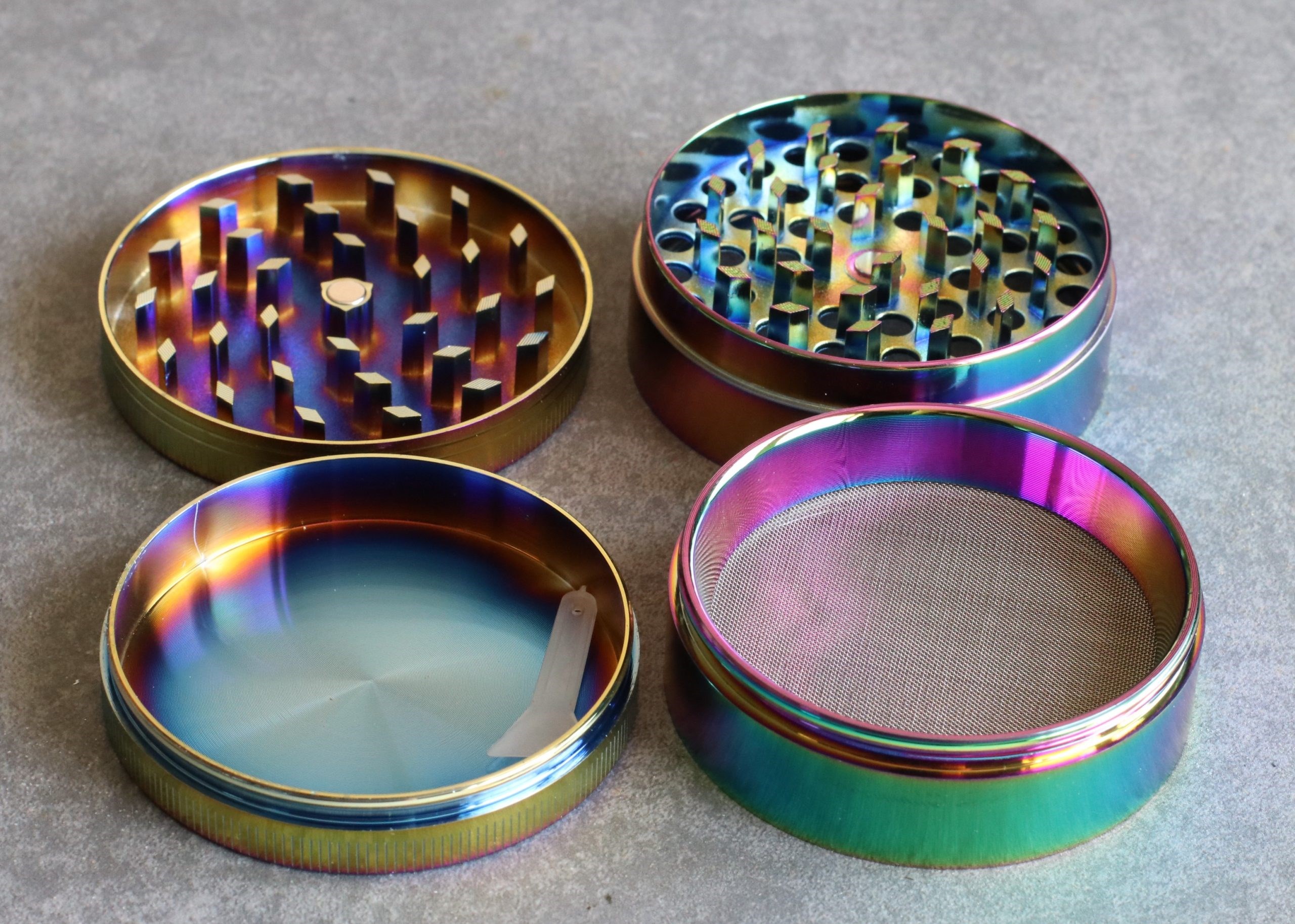 Rainbow Gift Pack- 2" Rainbow Grinder & 3" Rainbow Mango Brass One Hitter- Perfect Combo- Class Act-Colorful Gift - Rainbow Marijuana Grinder