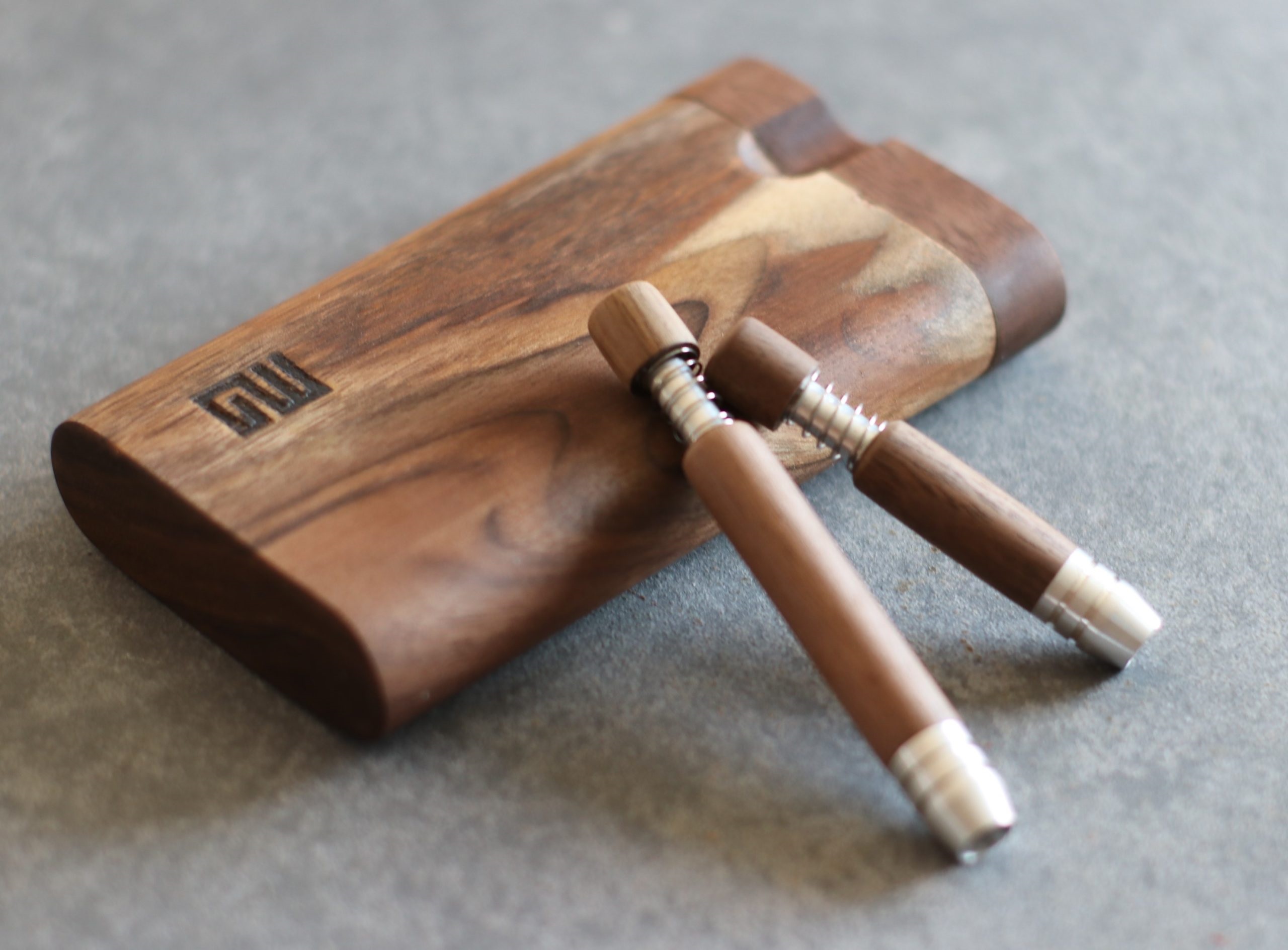 2" & 3" Spring Loaded Walnut One Hitter- Self Eject Pipe-Clean Smoking Pipe - Walnut Spring Loaded Self Eject Pipes