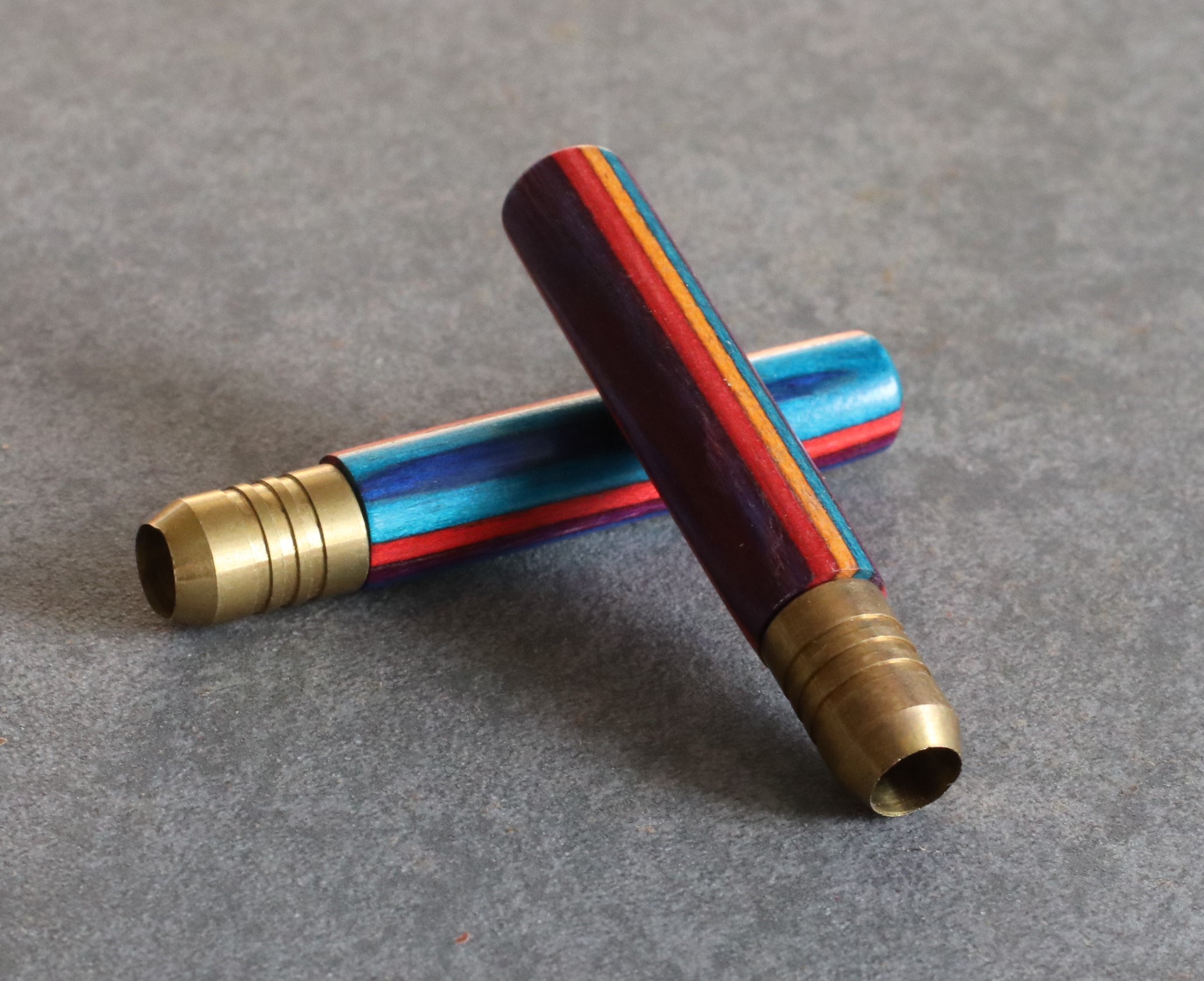 2" Rainbow Color One Hitters - 2' Rainbow Wood & Brass Pipes