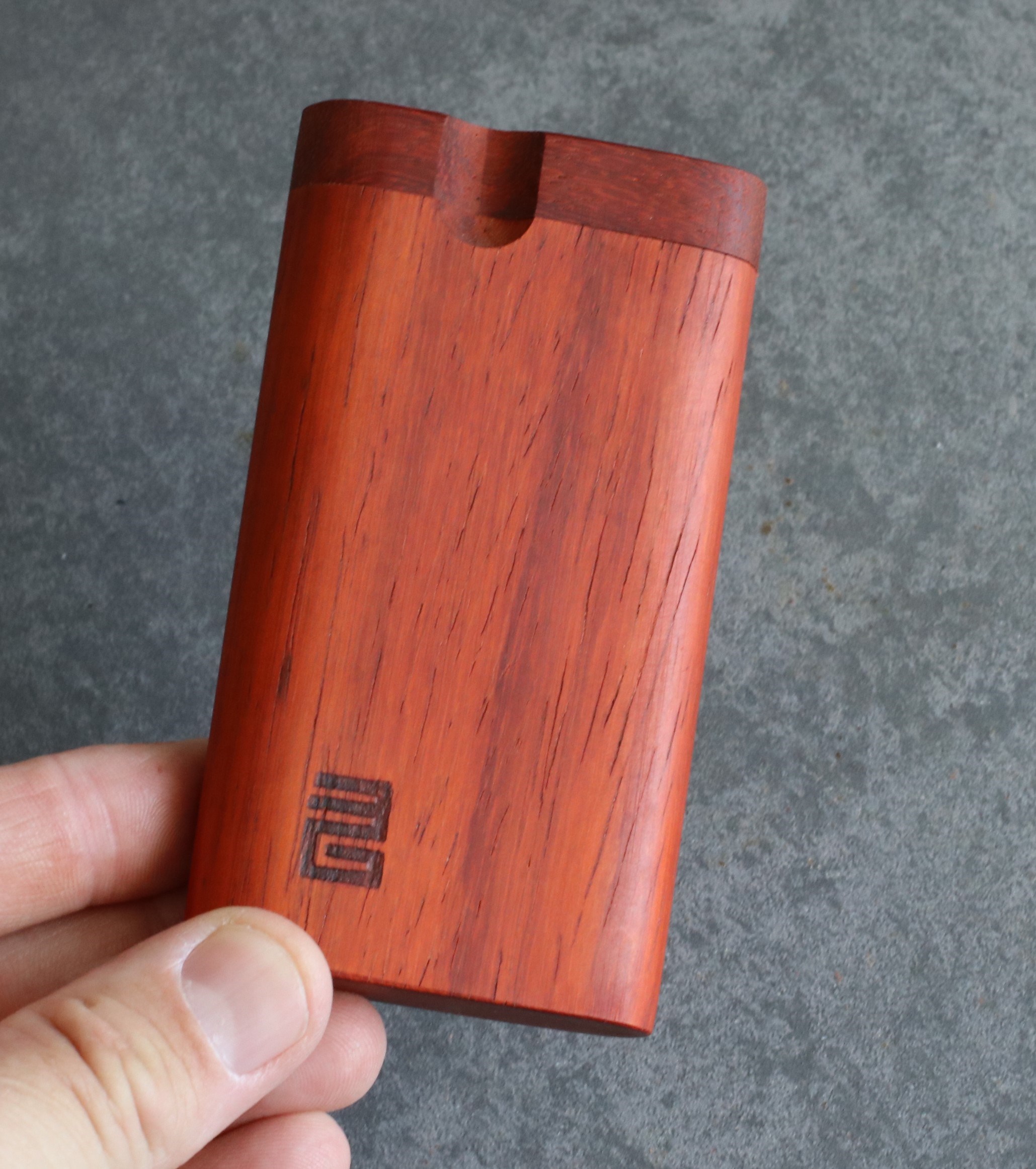 3rd Grain Padauk Wood Dugouts & One Hitter Pipe-American Crafted Stash Box - Honduras Pearl Inlay Dugouts