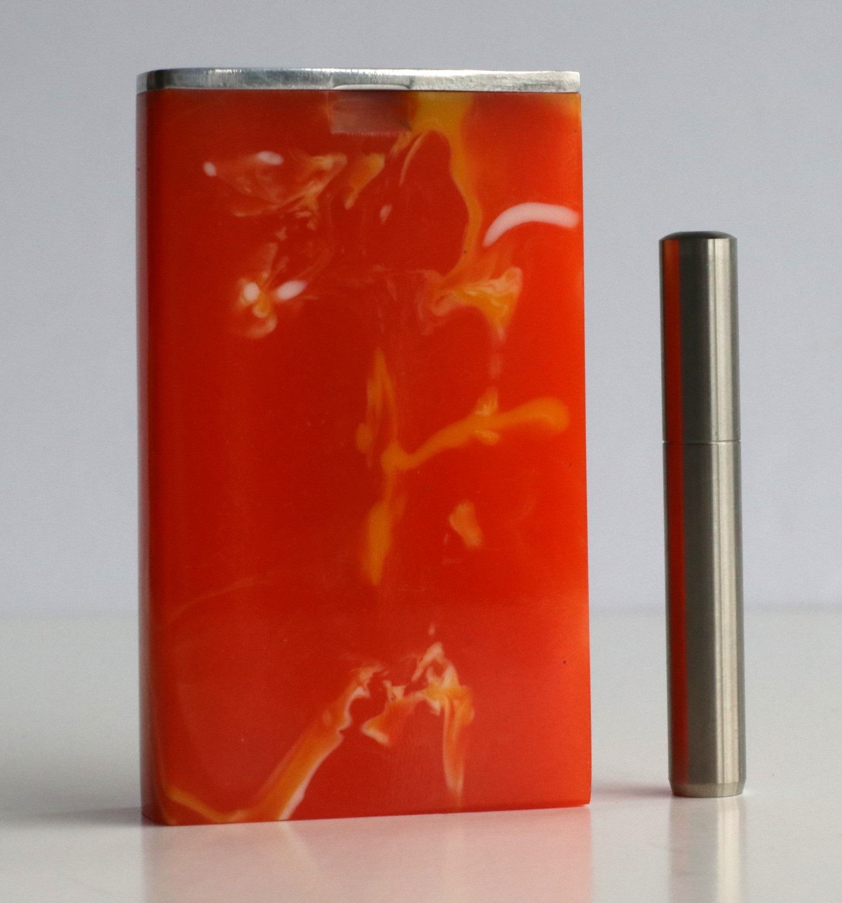 Ukiyohi Orange Dugout-Ultimate World Class Stash Box-One of a Kind Limited Edition Dugout - Ukiyohi Orange Resin Dugout