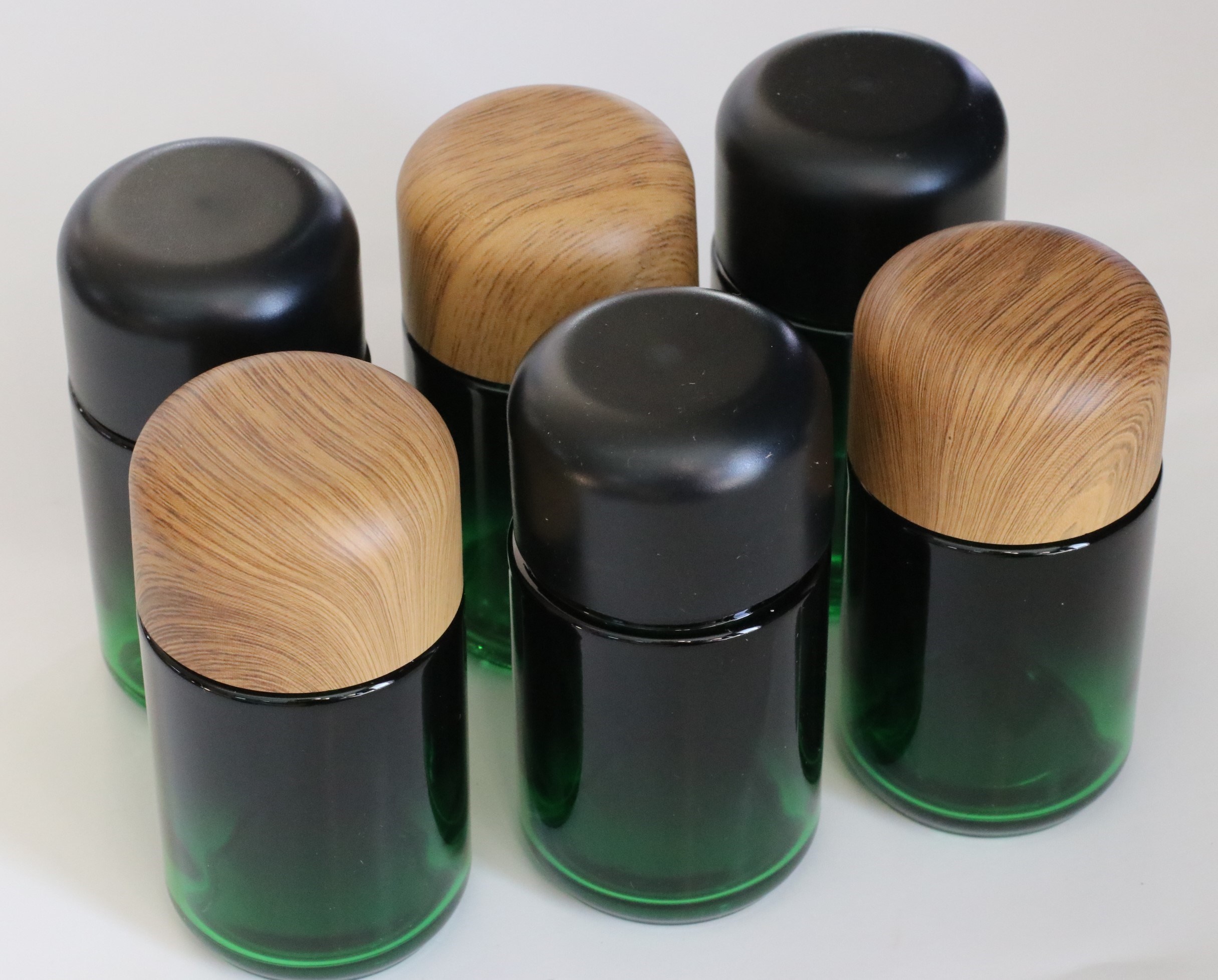 6 x Glass Stash Jars-Quality Green Tinted Glass with Smell/Child Proof Lids - Glass Stash Jar