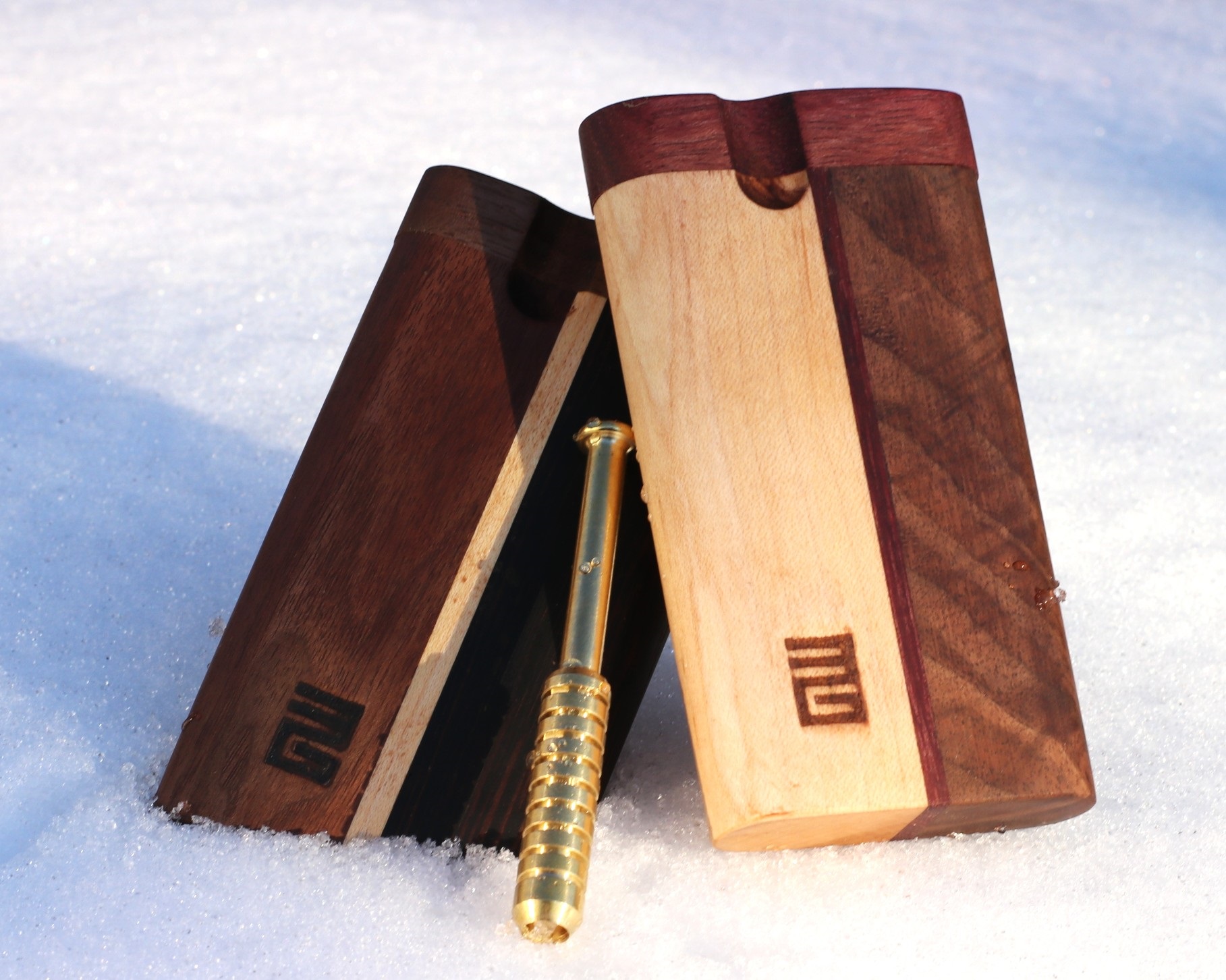 3rd Grain Swivel Lid Dugouts & One hitter pipes-American Crafted Stash Box-Walnut/Cherry Mix - 3rd Grain Swivel Lid Dugout