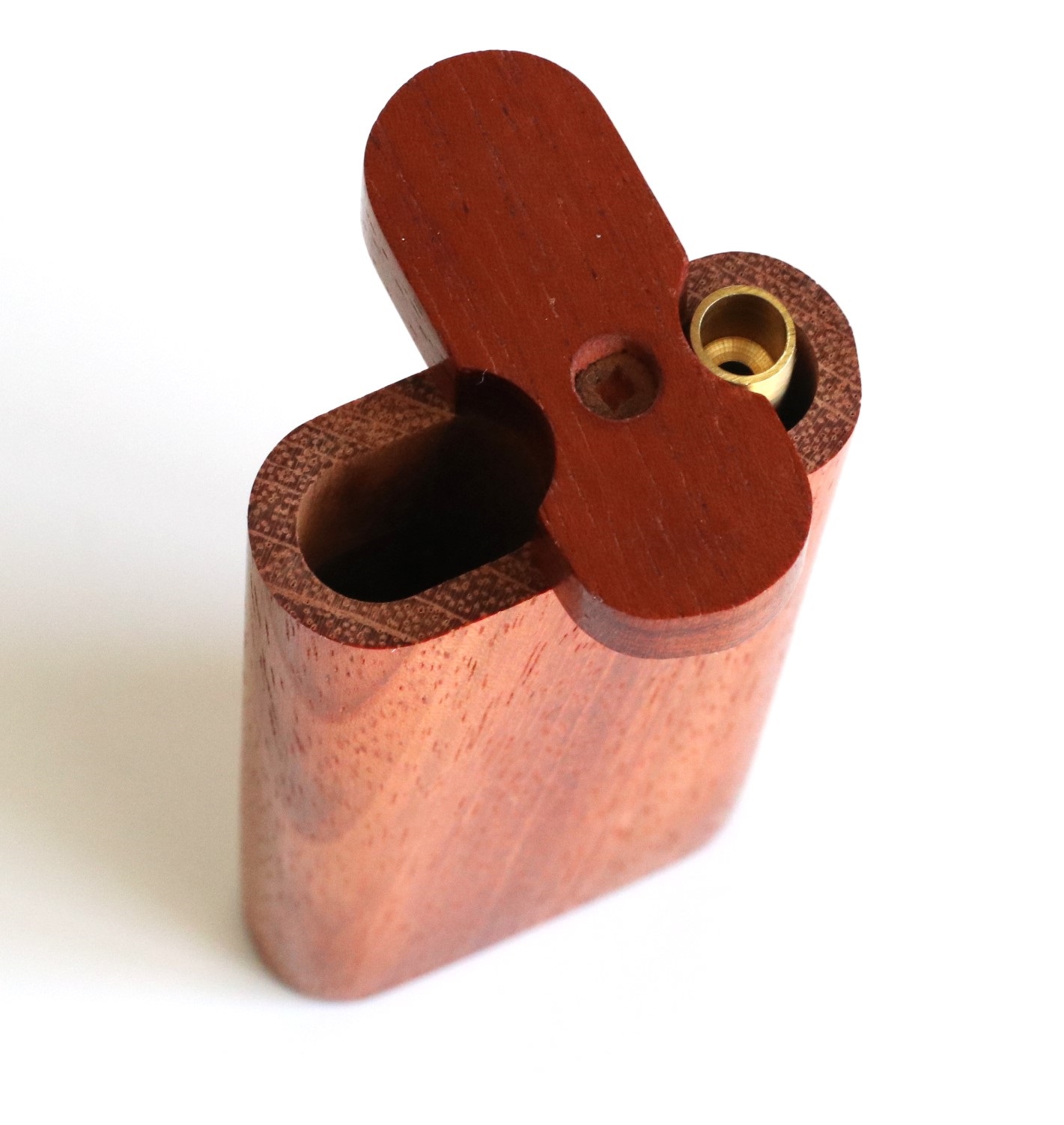 4" Jatoba Swivel Lid Dugout & One hitter pipe-American Handcrafted Stash Boxes - Rosewood Dugout