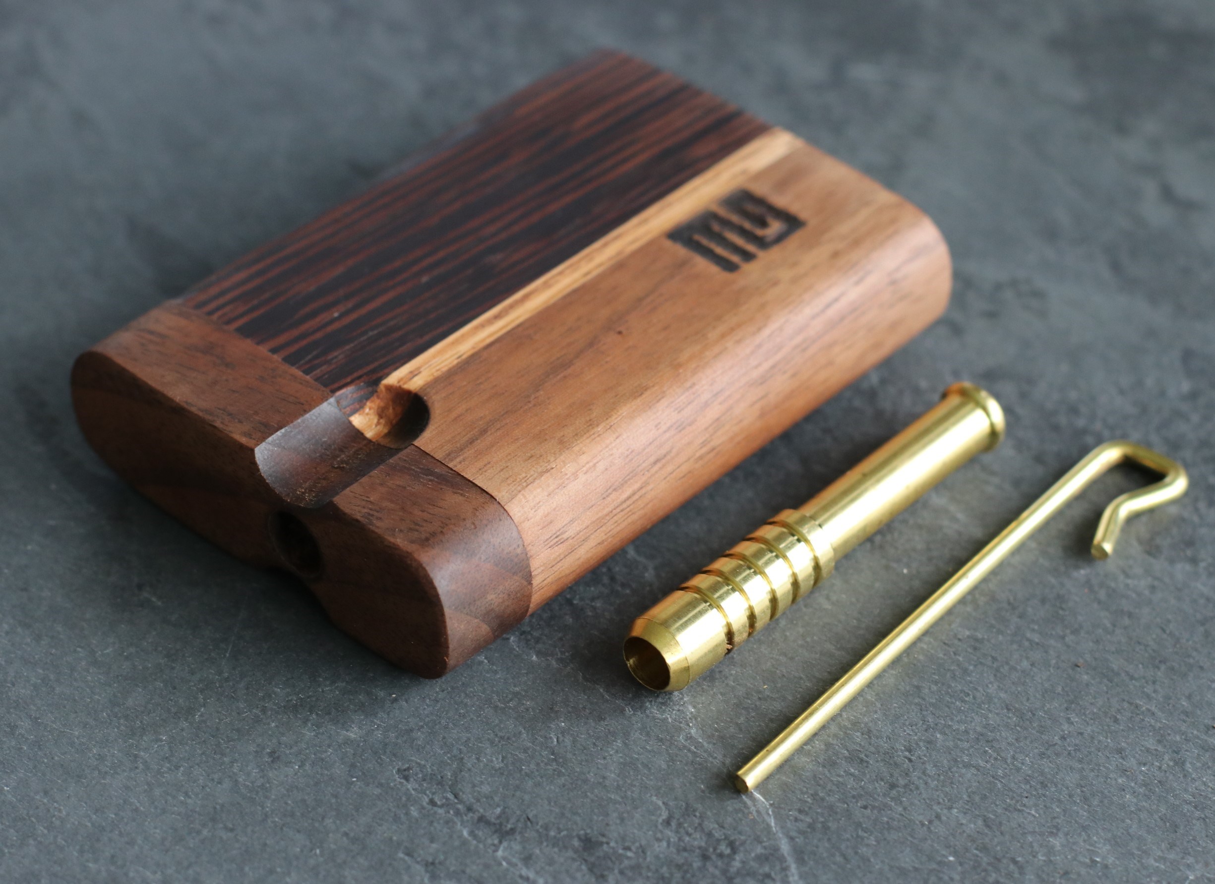 3rd Grain Swivel Lid Dugouts & One hitter pipes-American Crafted Stash Box-Walnut/Wenge Mix - 3rd Grain Dugouts