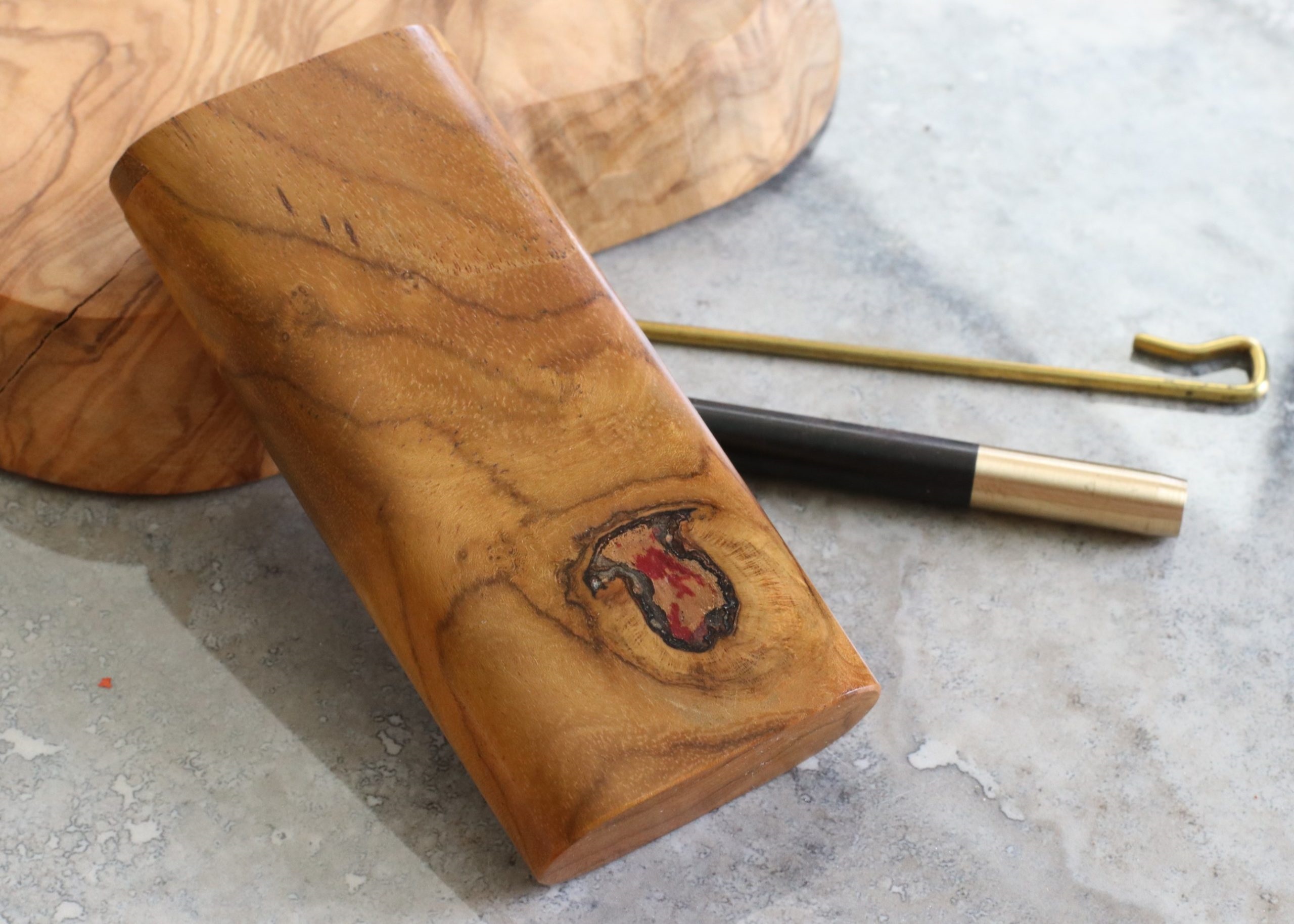 One of a Kind Teak Wood Dugout & One Hitter Pipe - Teak Dugout