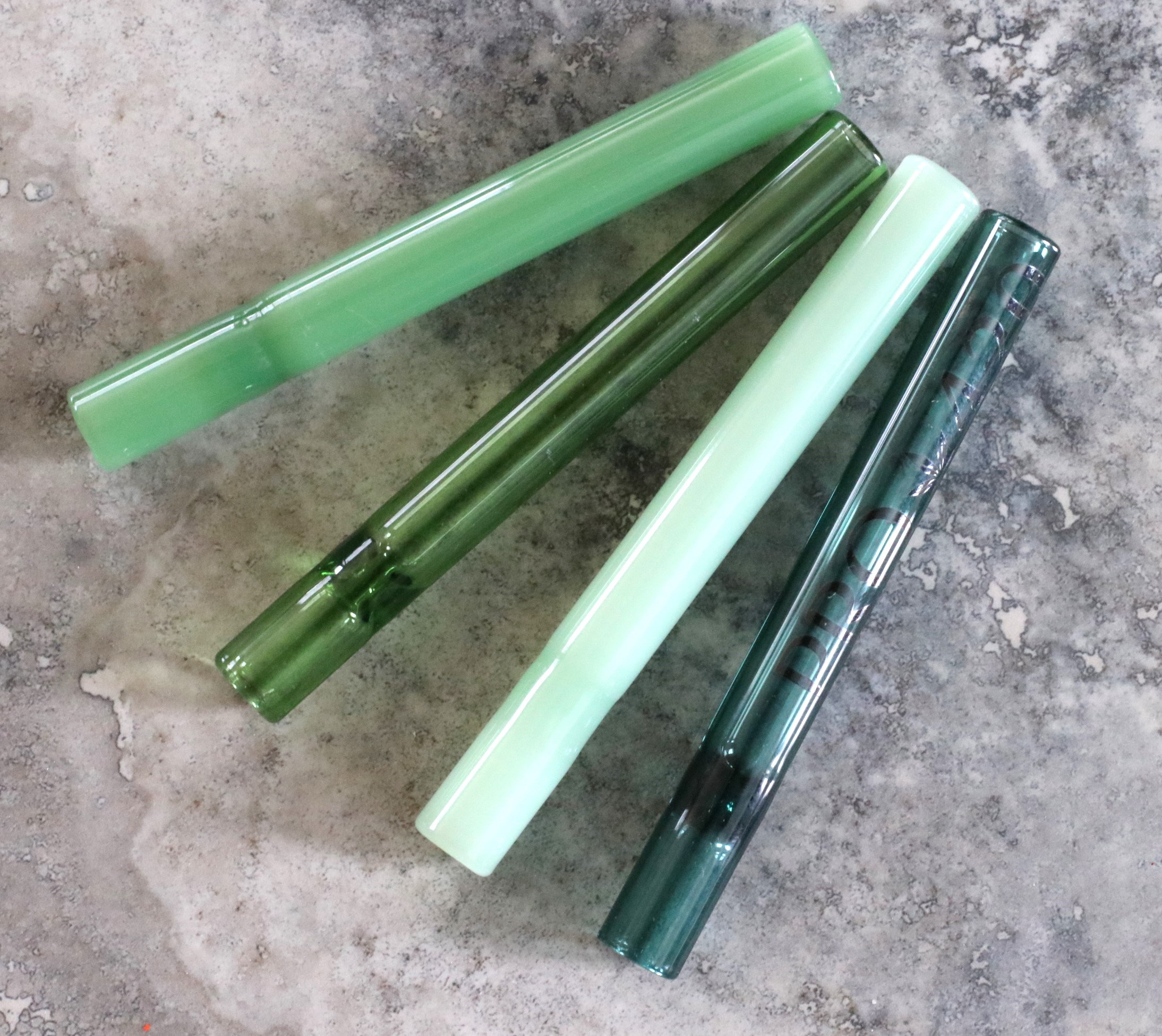 The Green Collection: 4" Glass Multi Hitter Pipes- Extra Thick Glass & Deep Bowl- Quality Glass Hitter Pipes - 4' Green Glass Hitters