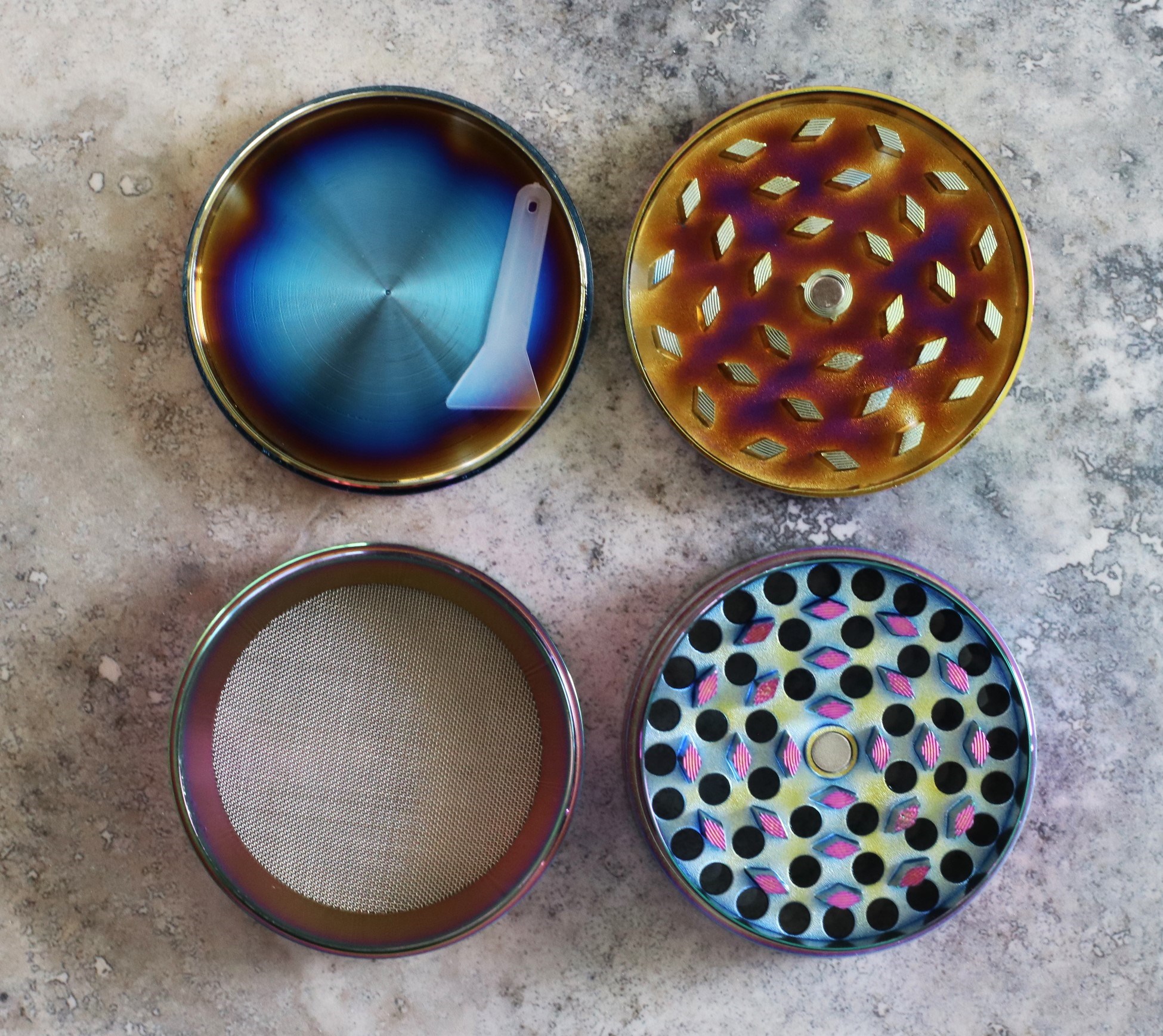 2" Rainbow Herb Grinder- 4 Part Metal Grinder for Dried Herbs