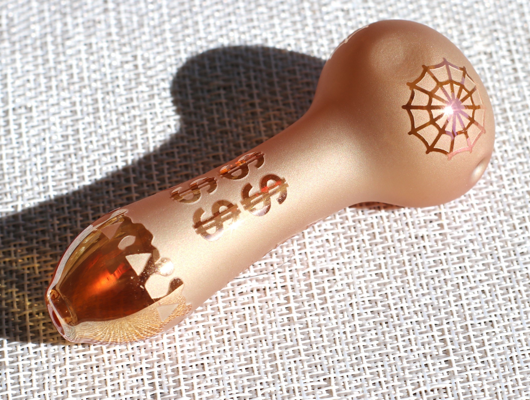 4" Glass Spoon Pipe w/colorful ceramic coating-Pink Money - 4' Glass Spoon Pipe
