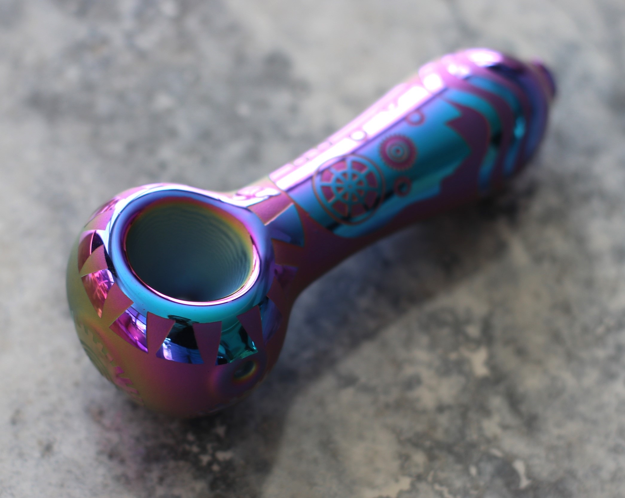 4" Glass Spoon Pipe w/colorful ceramic coating-Rainbow Sundial - 4' Glass Spoon Pipe