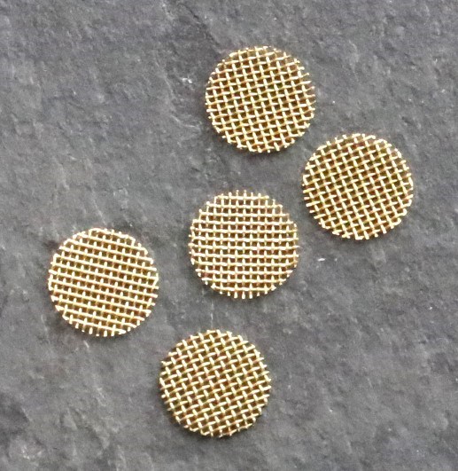 1/4" Brass Screens x 5- Tiny Brass Screens for One Hitter Pipes .25" diameter - .25' Brass Screens for Pipes