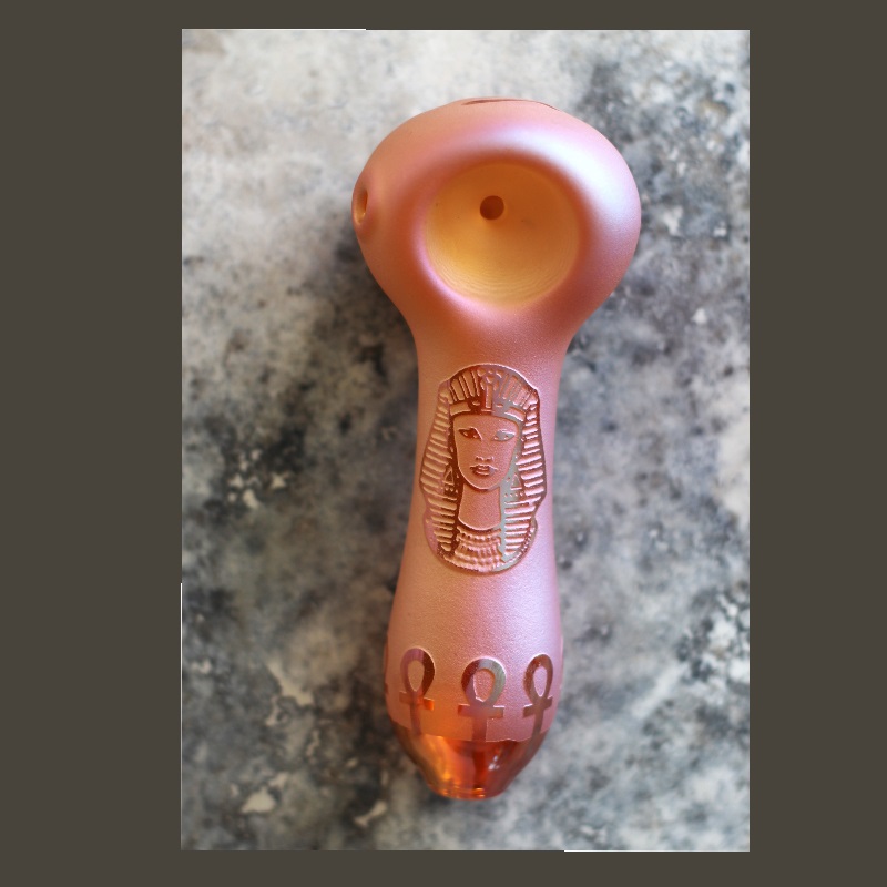 4" Glass Spoon Pipe w/colorful ceramic coating-Pink Egypt - 4' Glass Spoon Pipe