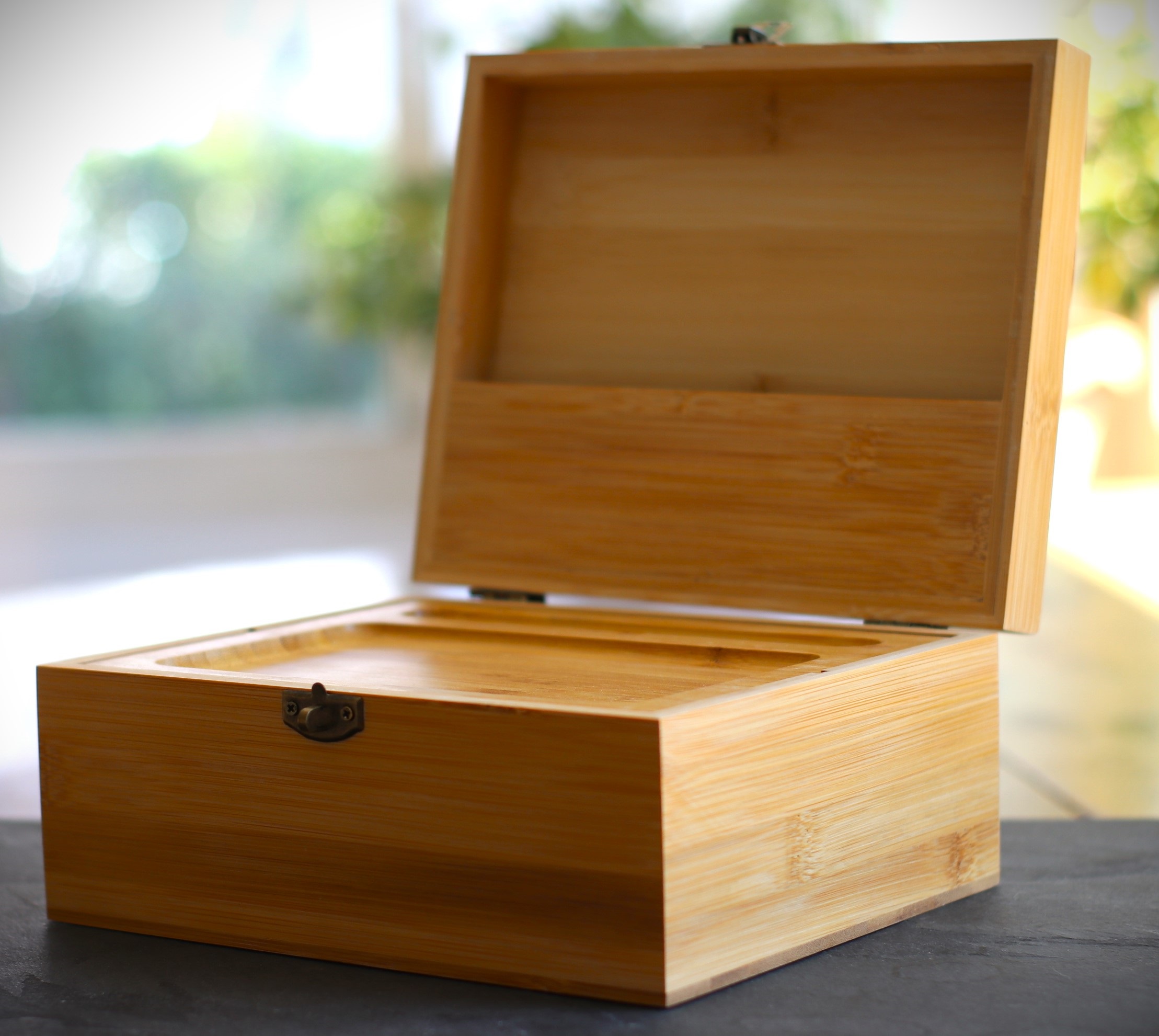 Bamboo Stash Box-Treasure Box-Jewelry Box-Keep Safe-9" x 7" - Bamboo Wood Treasure Box