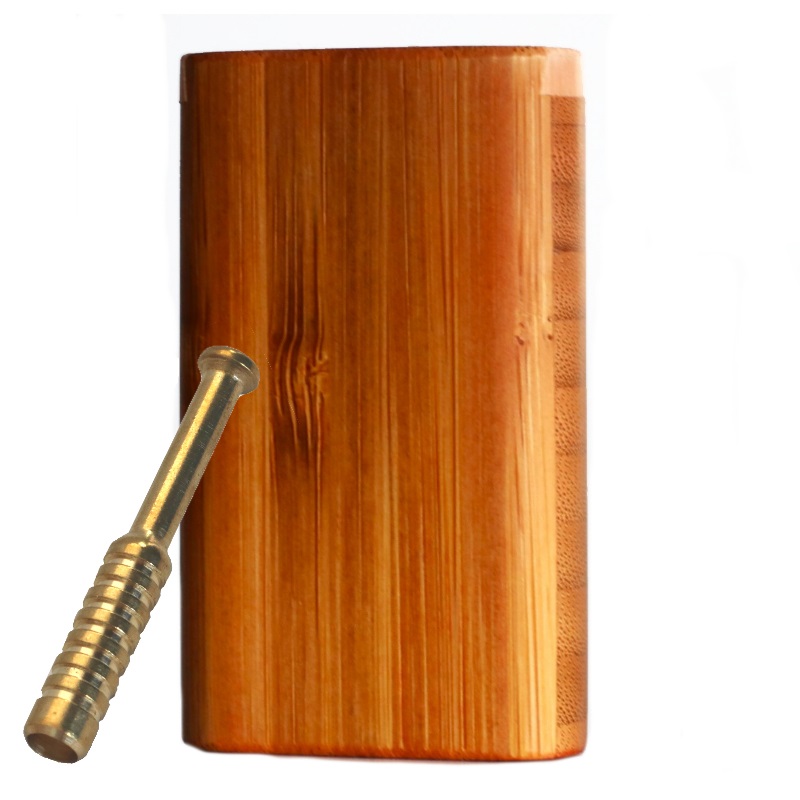 2" Brass One Hitter Pipe- The Original Ribbed Brass Bat for 3" Dugouts - Bamboo Slider Lid Dugout