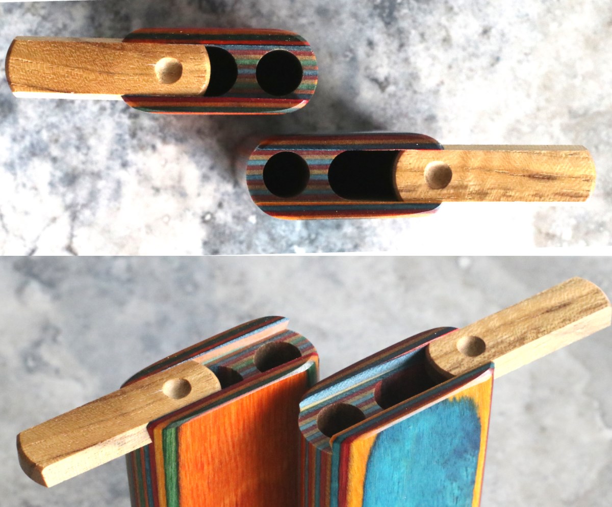 3" Etched Diamond Wood Dugouts-Slider Lids w/ 2" Brass Bat - Diamond Wood Dugouts