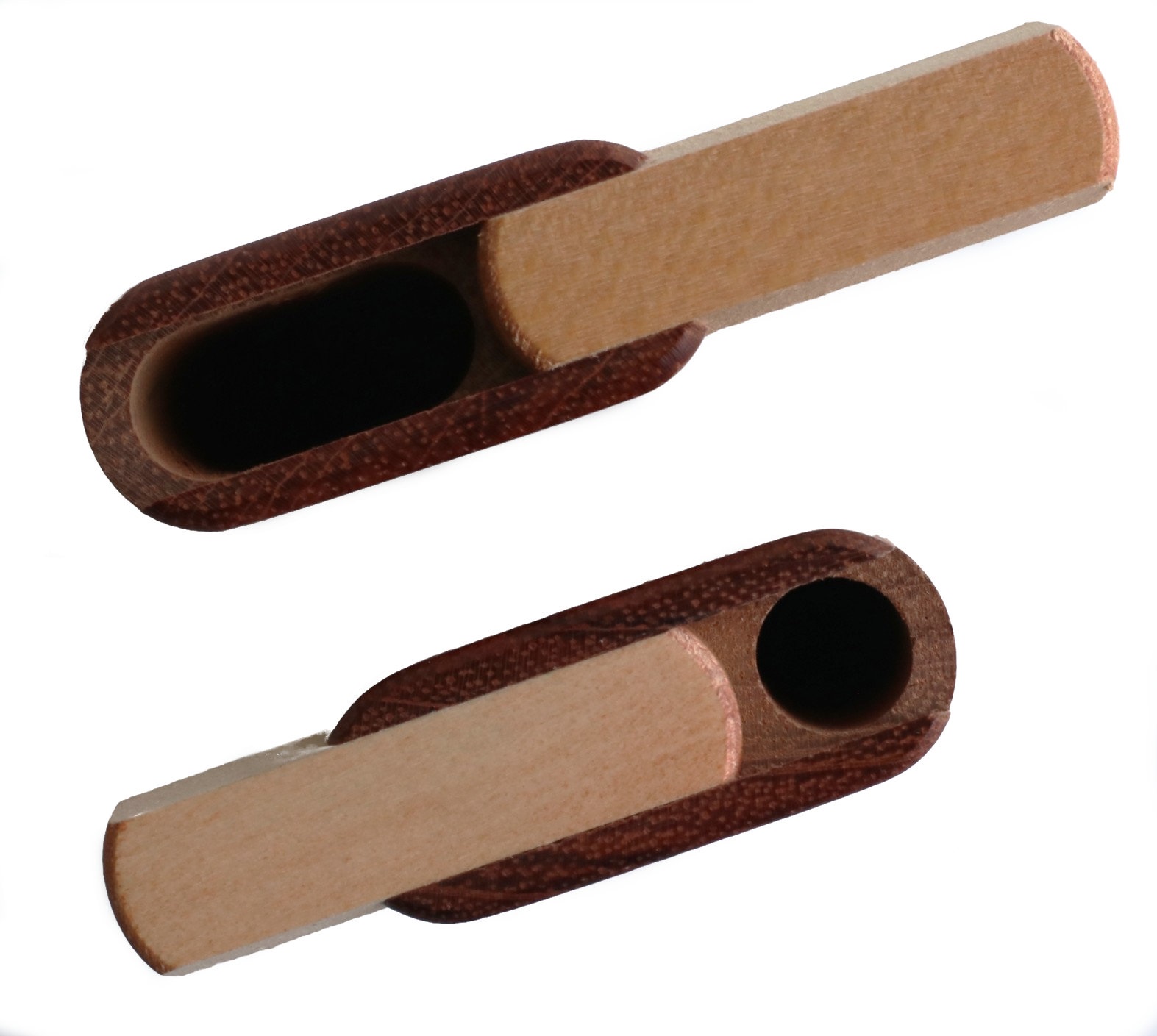 4" Brazilian Cherry Wood Slider Lid Dugouts w/ One Hitter Pipes-American Crafted Stash Boxes