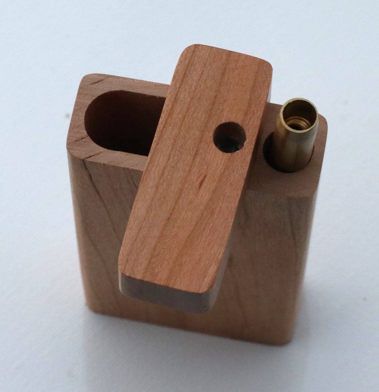 4" American Cherry Wood Dugout & One Hitter Pipe - Handcrafted Wood Dugout One Hitter