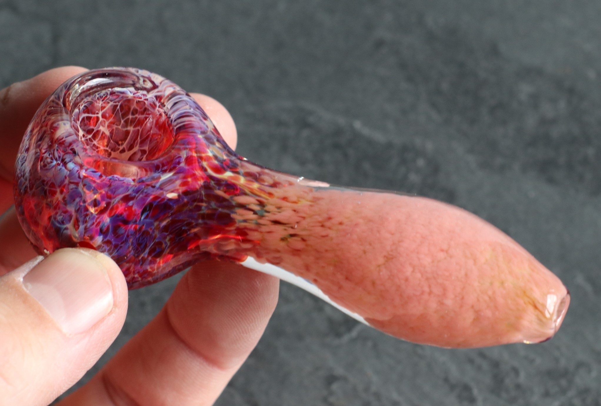 4" Pink Glass Spoon Pipe - Glass Spoon Pipe